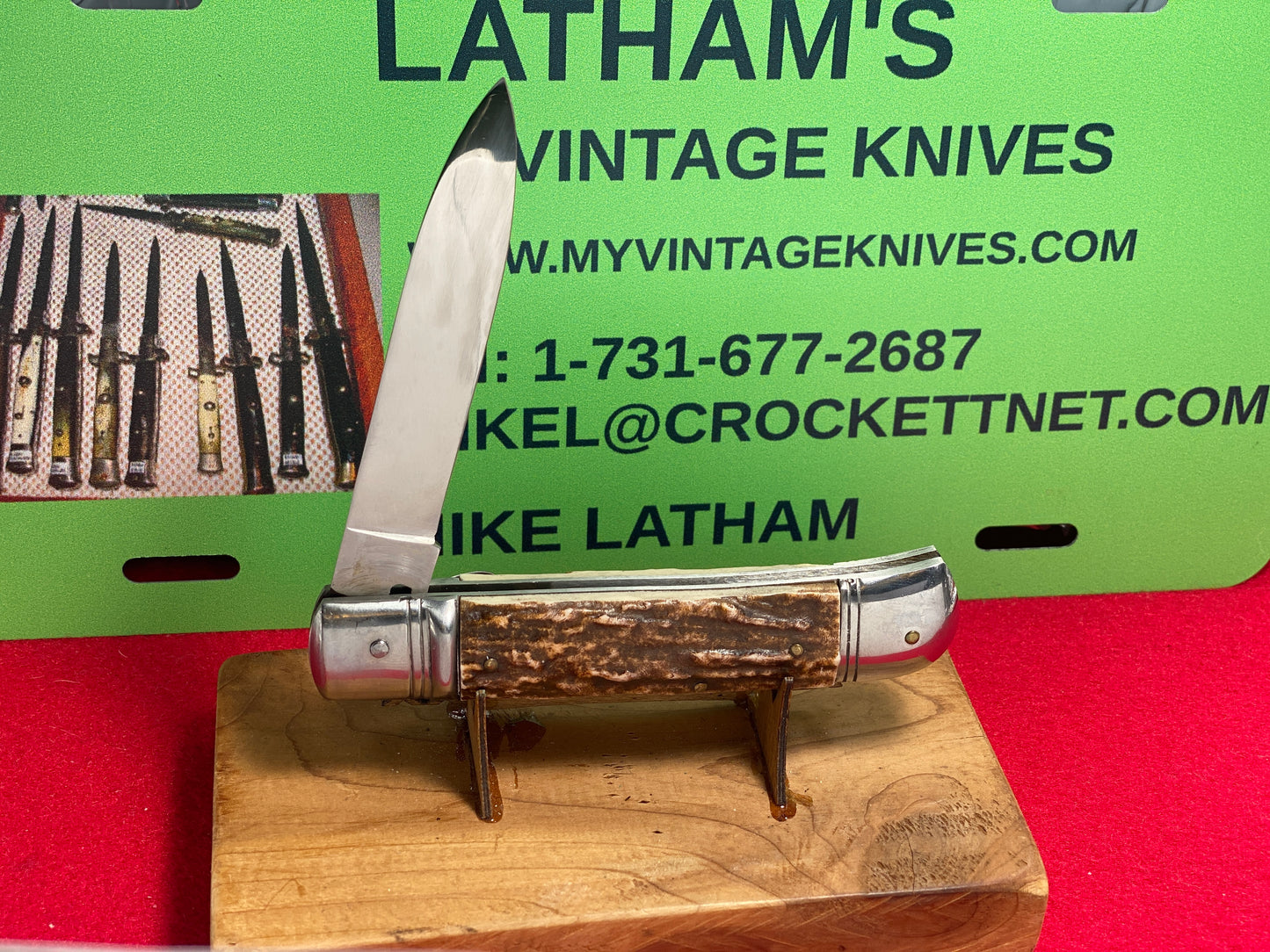 ROSTFREI GERMAN MARKET 1975-80 LEVER AUTOMATIC 11 CM ITALIAN AUTOMATIC KNIFE IMITATION STAG HANDLES