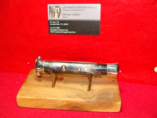 C. JUL HERBERTZ ROSTFREI 1962-68 GERMAN MARKET OTF TRAP DOOR SINGLE ACTION ITALIAN AUTOMATIC KNIFE BRAZILIAN HORN HANDLES