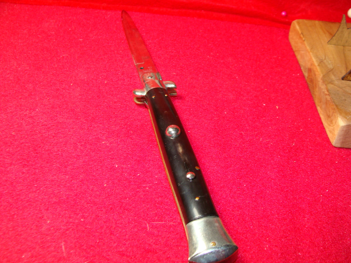 WANDY INOX MADE IN ITALY 1954-56 PICK LOCK STILETTO 28 CM ITALIAN AUTOMATIC KNIFE BUFFALO HORN HANDLES