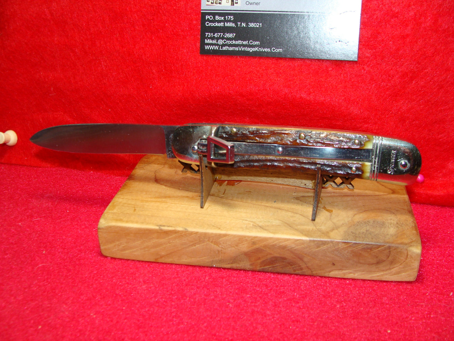 BONSA SOLINGEN GERMANY 1960-72 LEVER AUTOMATIC SPRINGER 11 CM GERMAN AUTOMATIC KNIFE STAG HANDLES