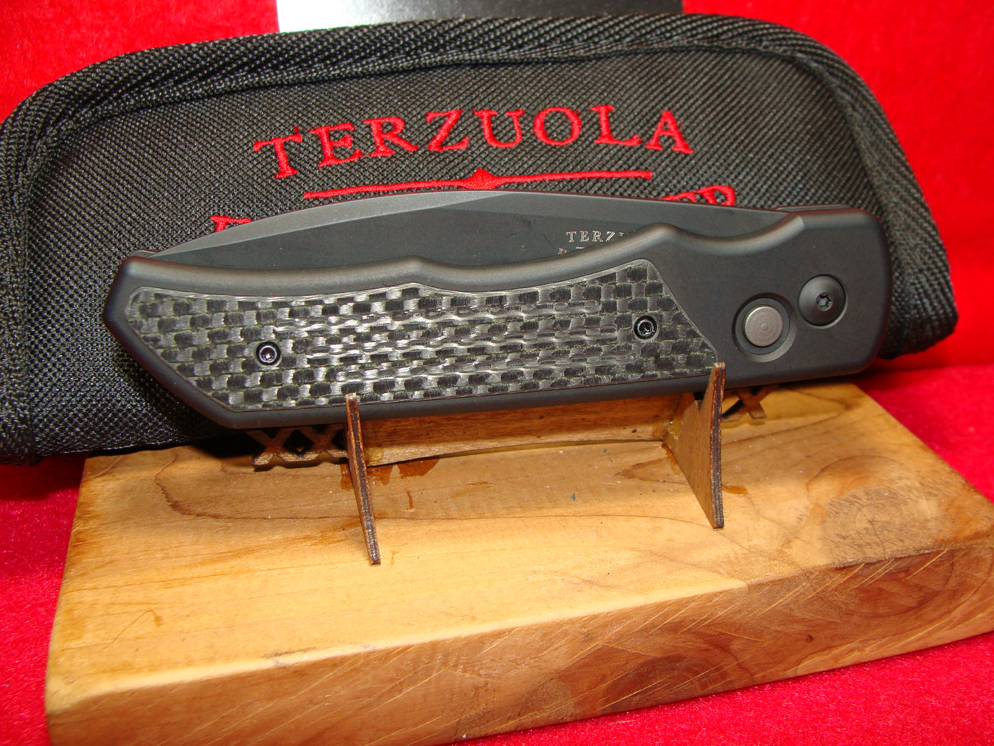 TERZUOLA & FELLHOELTER CUSTOM AUTOMATIC 2023 CPM MAGNA CUT TACTICAL AUTOMATIC KNIFE FIBER CARBON HANDLES