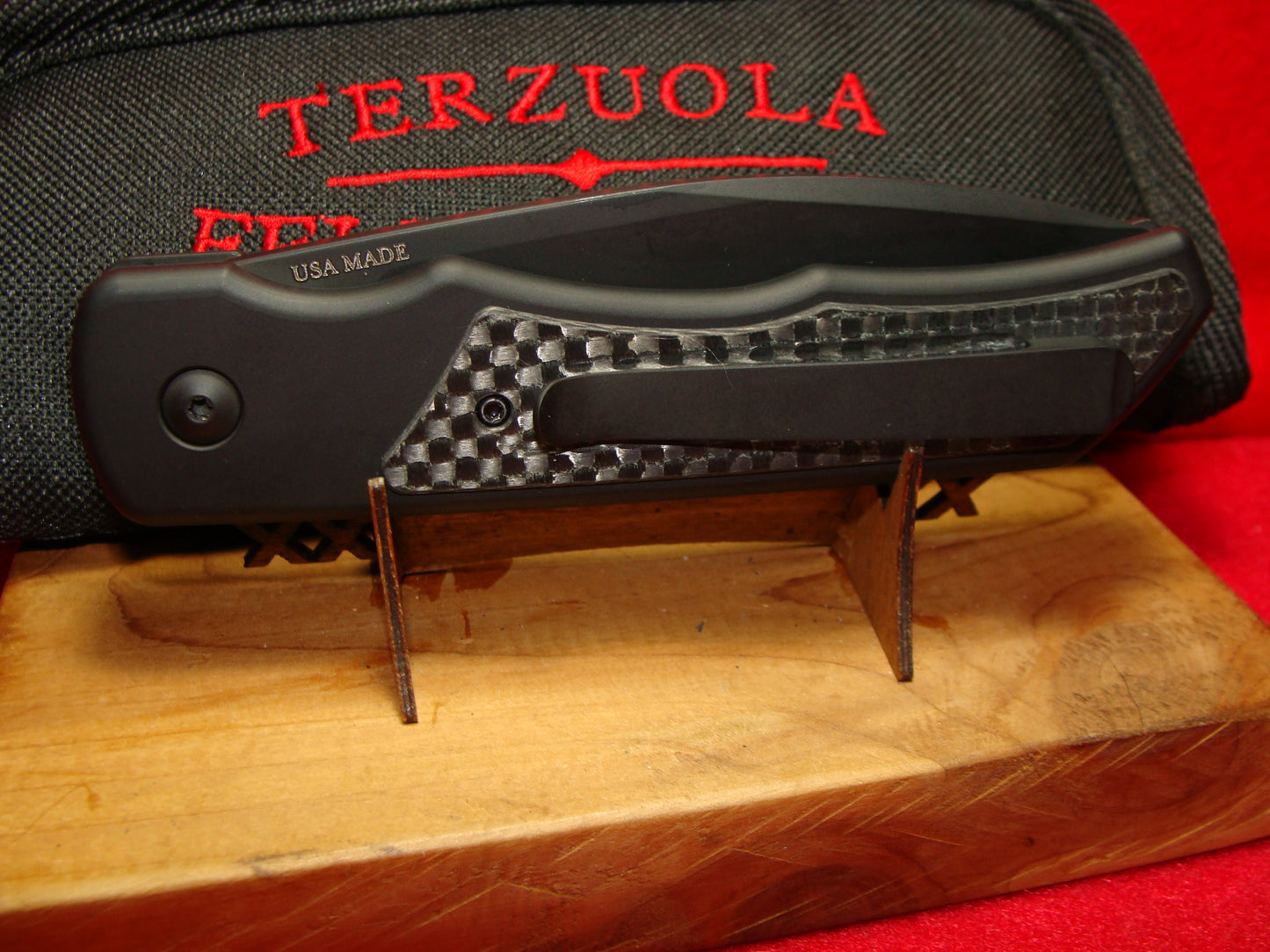 TERZUOLA & FELLHOELTER CUSTOM AUTOMATIC 2023 CPM MAGNA CUT TACTICAL AUTOMATIC KNIFE FIBER CARBON HANDLES