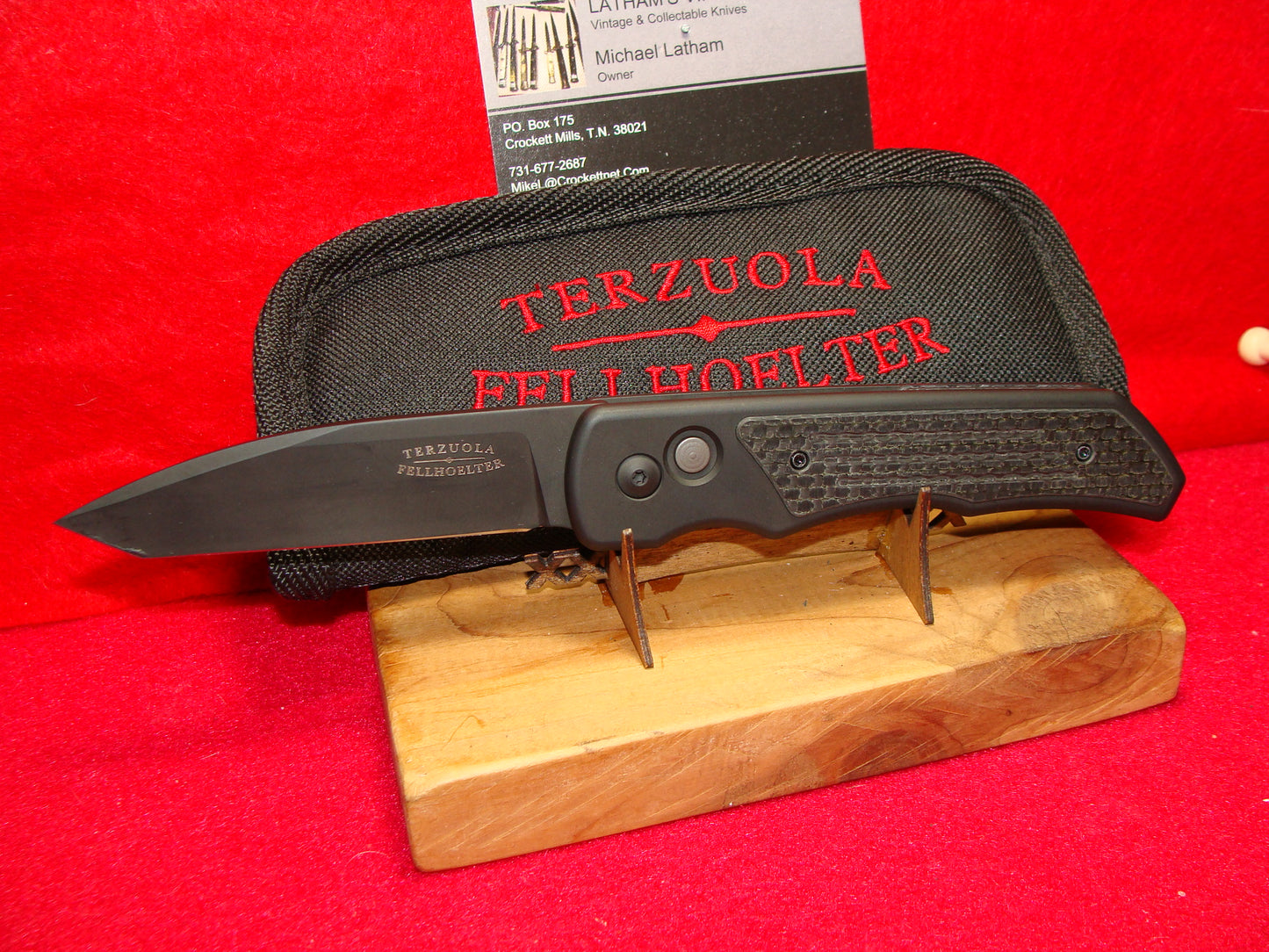 TERZUOLA & FELLHOELTER CUSTOM AUTOMATIC 2023 CPM MAGNA CUT TACTICAL AUTOMATIC KNIFE FIBER CARBON HANDLES