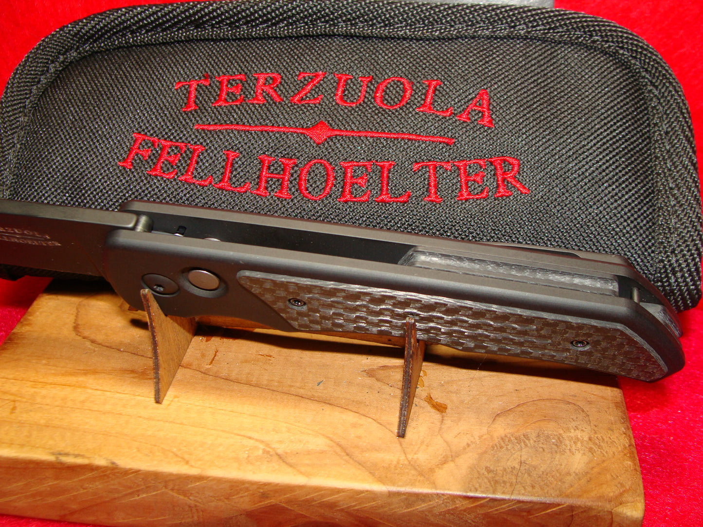 TERZUOLA & FELLHOELTER CUSTOM AUTOMATIC 2023 CPM MAGNA CUT TACTICAL AUTOMATIC KNIFE FIBER CARBON HANDLES