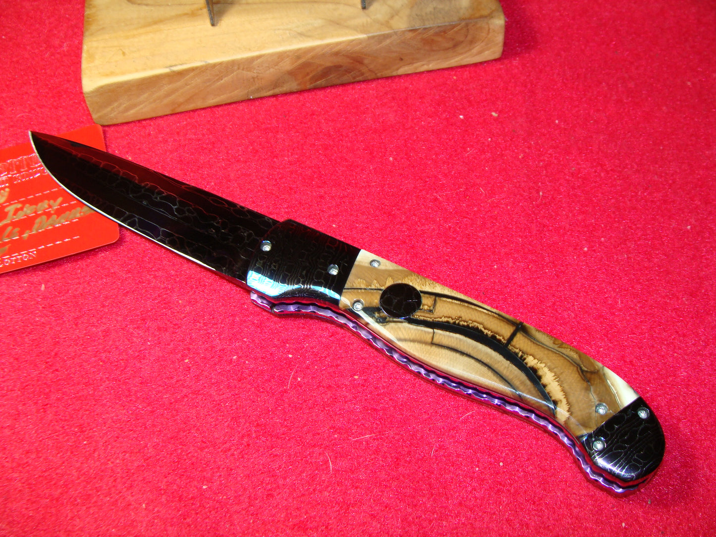 VALLOTTON, RAINY CUSTOM 2023 DOUBLE ACTION FIGHTER CUSTOM AUTOMATIC KNIFE MAMMOTH IVORY HANDLES