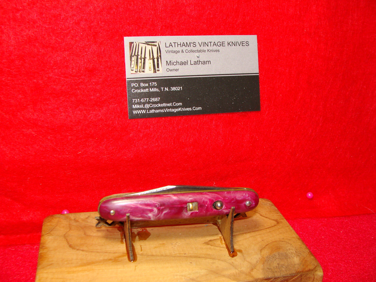 SHUR SNAP COLONIAL USA 1926-56 CIGAR JACK SINGLE BLADE 3 1/2" VINTAGE AMERICAN AUTOMATIC KNIFE PURPLE SWIRL COMPOSITION HANDLES