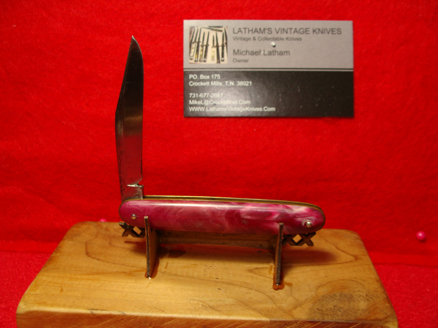 SHUR SNAP COLONIAL USA 1926-56 CIGAR JACK SINGLE BLADE 3 1/2" VINTAGE AMERICAN AUTOMATIC KNIFE PURPLE SWIRL COMPOSITION HANDLES