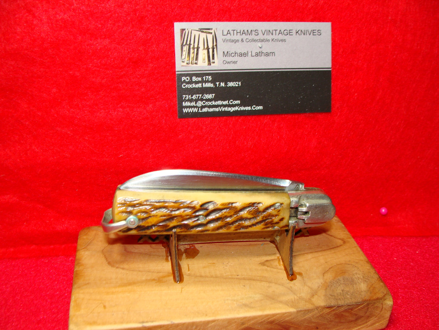 MAKI INOX FRENCH 1958-68 LEVER AUTOMATIC 10 CM FRENCH AUTOMATIC KNIFE JIGGED BONE HANDLES