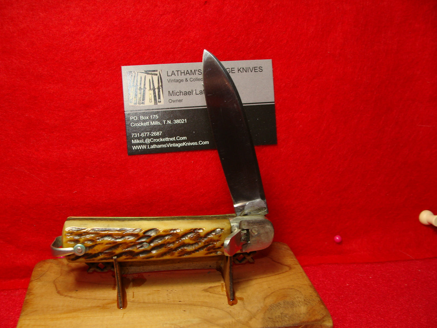 MAKI INOX FRENCH 1958-68 LEVER AUTOMATIC 10 CM FRENCH AUTOMATIC KNIFE JIGGED BONE HANDLES