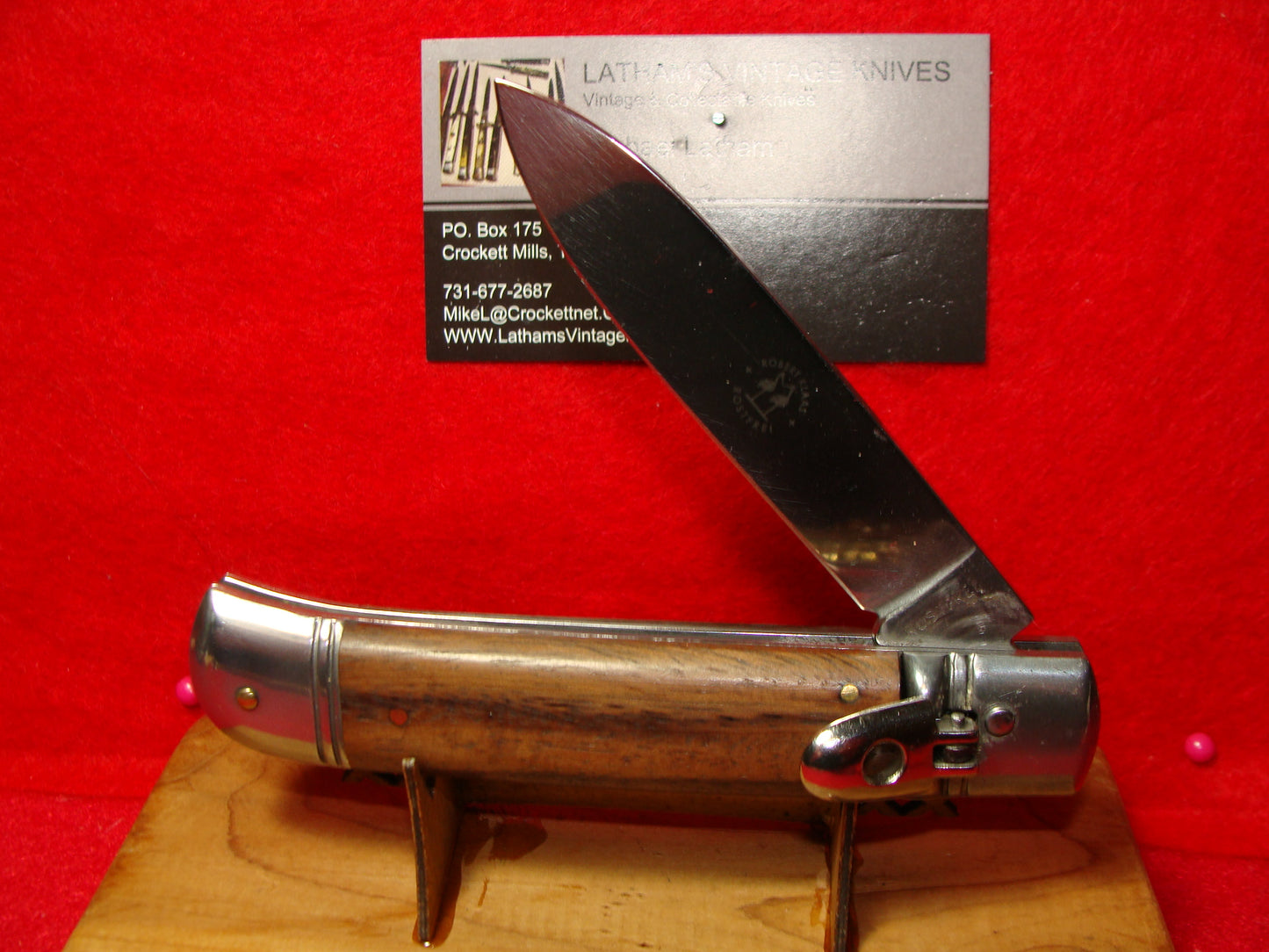 KISSING CRANE ROBI KLASS SOLINGEN GERMANY 1990-99 LEVER AUTOMATIC BIRDS HEAD ITALIAN AUTOMATIC KNIFE WOOD HANDLES