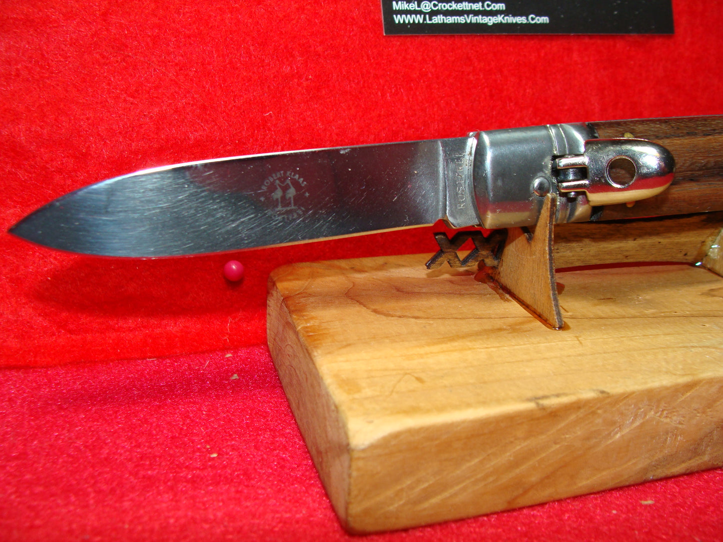 KISSING CRANE ROBI KLASS SOLINGEN GERMANY 1990-99 LEVER AUTOMATIC BIRDS HEAD ITALIAN AUTOMATIC KNIFE WOOD HANDLES