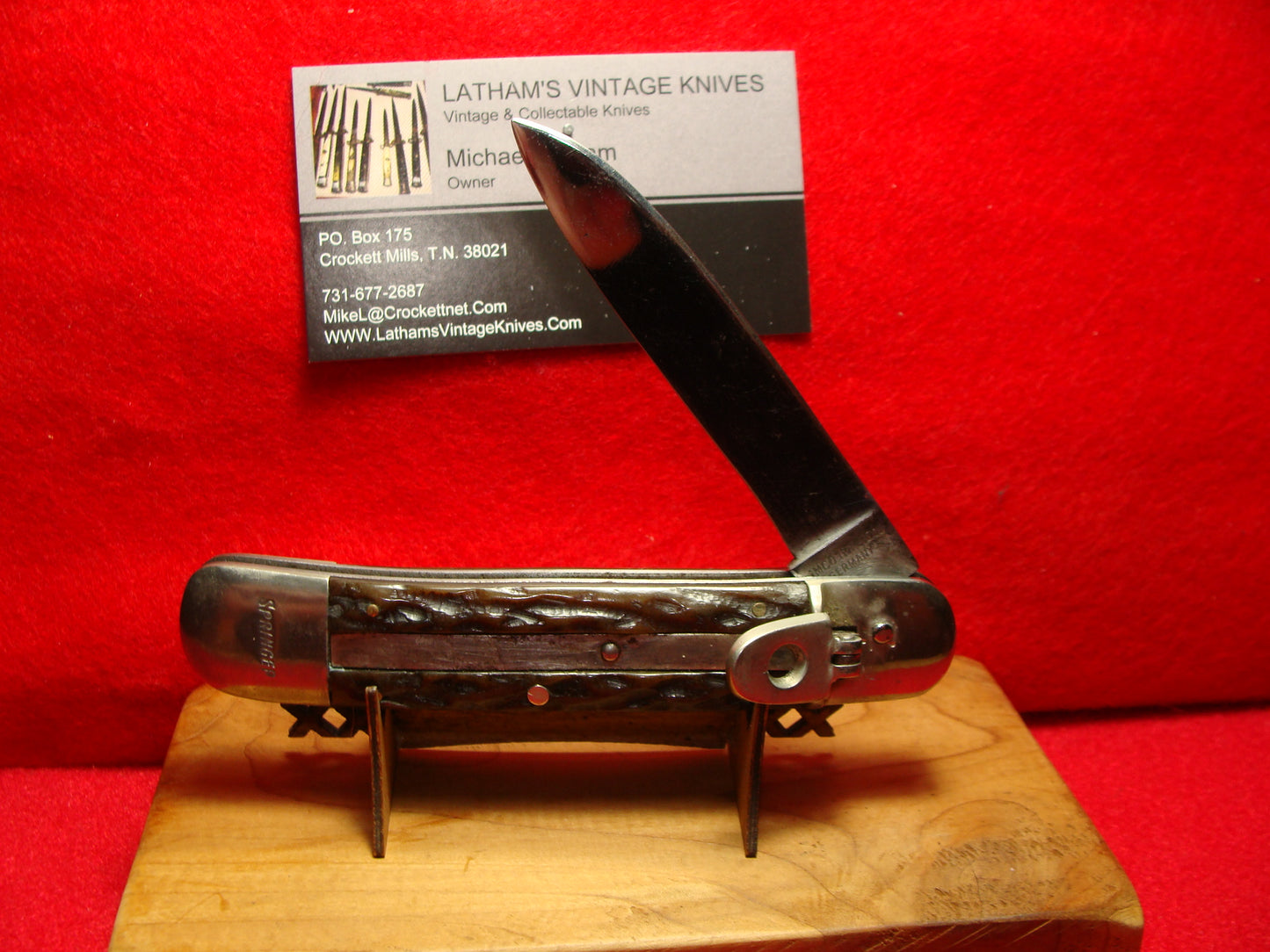 IMCO 1MPL CO. GERMANY 1950-59 LEVER AUTOMATIC 11 CM GERMAN AUTOMATIC KNIFE BLACK JIGGED BONE HANDLES