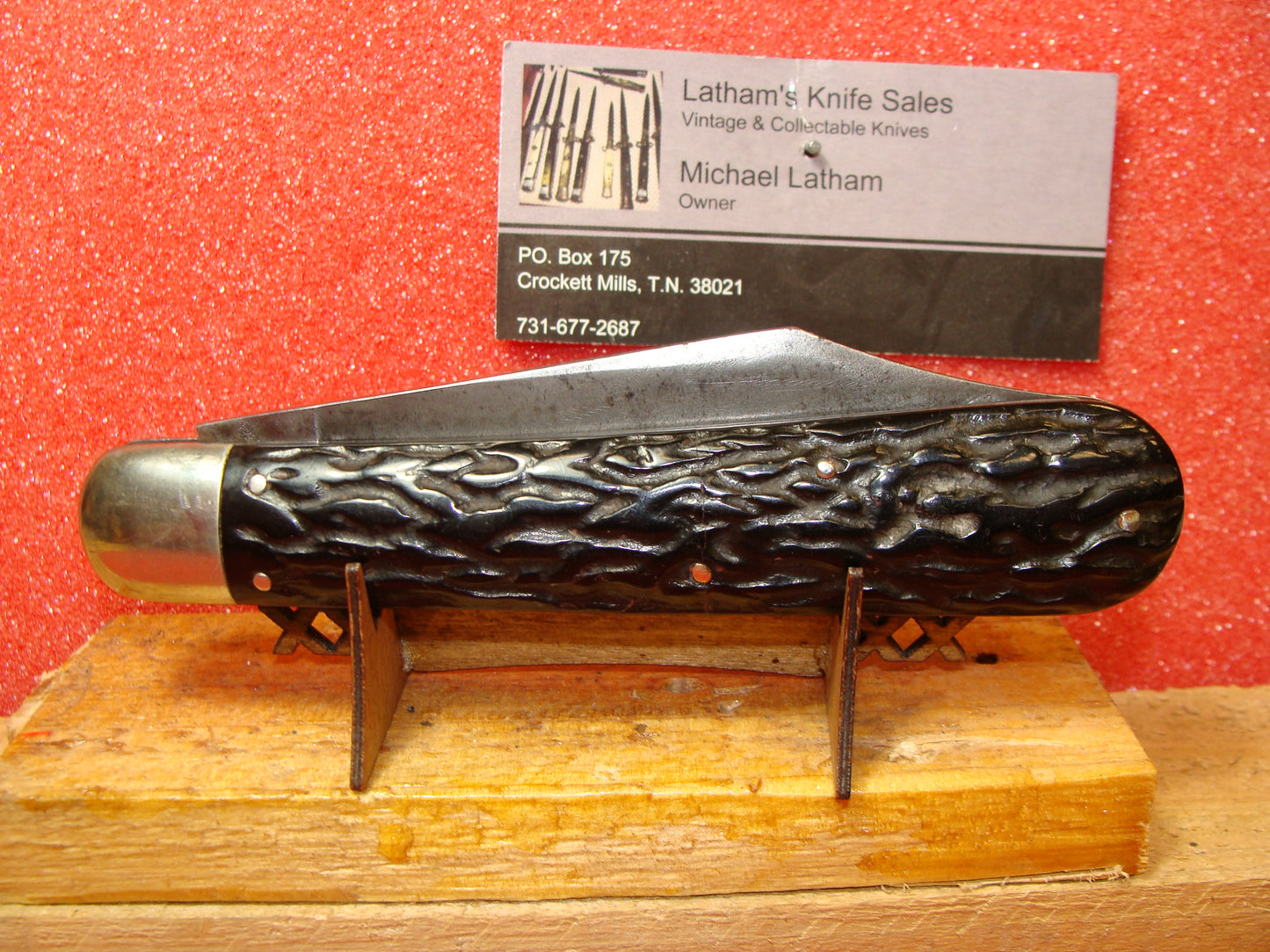 CHALLENGE CUTLERY CO. 1918-23 FLY LOCK VINTAGE AMERICAN AUTOMATIC KNIFE 5" HUNTER BLACK BAKELITE HANDLES