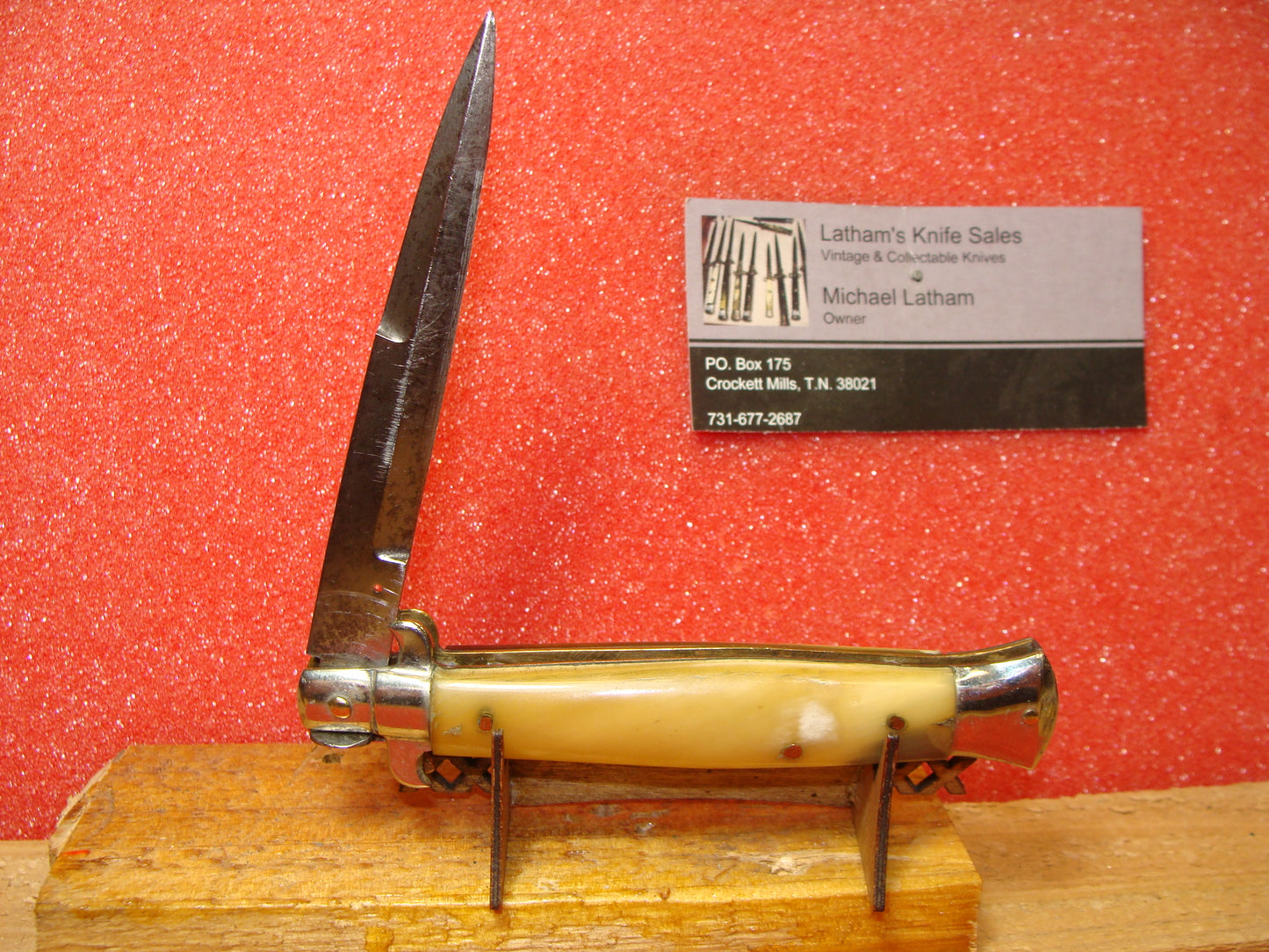 UNSTAMPED "STERILE" ITLAY 1930-39 FLAT GUARDS PICK LOCK 20 CM STILETTO ITALIAN AUTOMATIC KNIFE BRAZILIAN HORN HANDLES