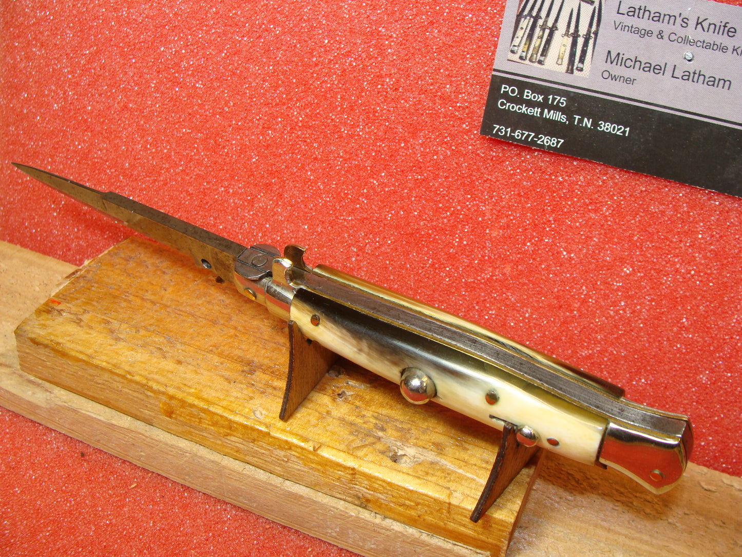 UNSTAMPED "STERILE" ITLAY 1930-39 FLAT GUARDS PICK LOCK 20 CM STILETTO ITALIAN AUTOMATIC KNIFE BRAZILIAN HORN HANDLES