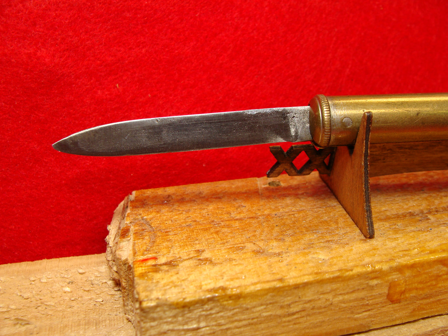 UNSTAMPED "STERILE"  PULL RELEASE 1920-30 VINTAGE AMERICAN AUTOMATIC KNIFE ALL BRASS HANDLES