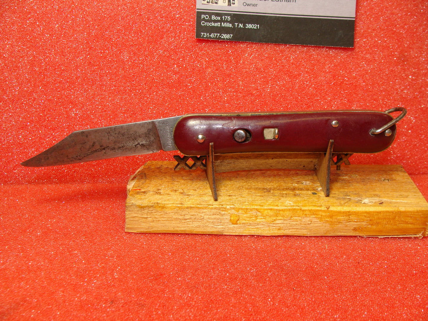 EDGEMASTER USA 1936-56 VINTAGE AMERICAN AUTOMATIC KNIFE 4 1/8" PARATROOPER RED COMPOSITION HANDLES