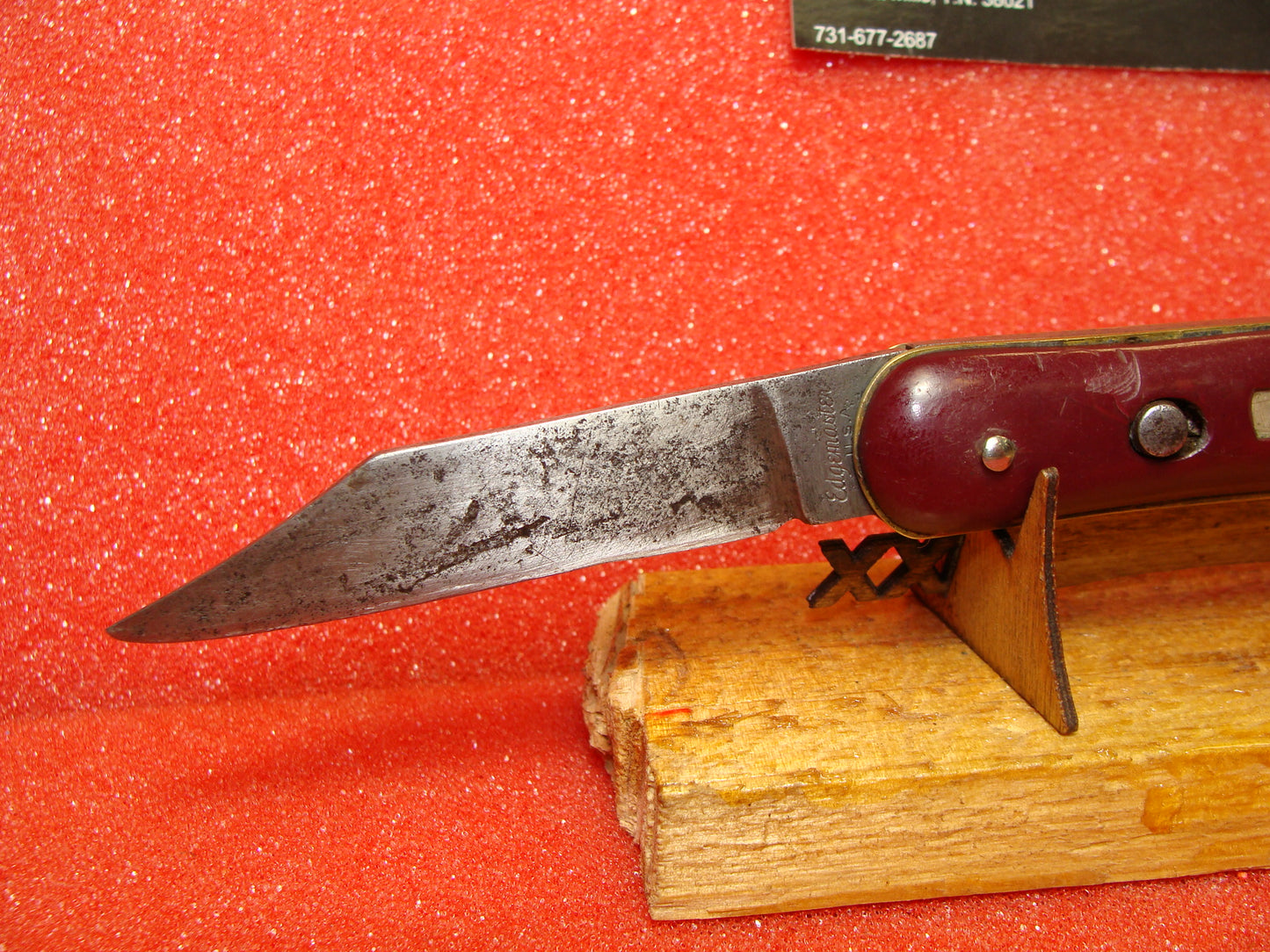 EDGEMASTER USA 1936-56 VINTAGE AMERICAN AUTOMATIC KNIFE 4 1/8" PARATROOPER RED COMPOSITION HANDLES