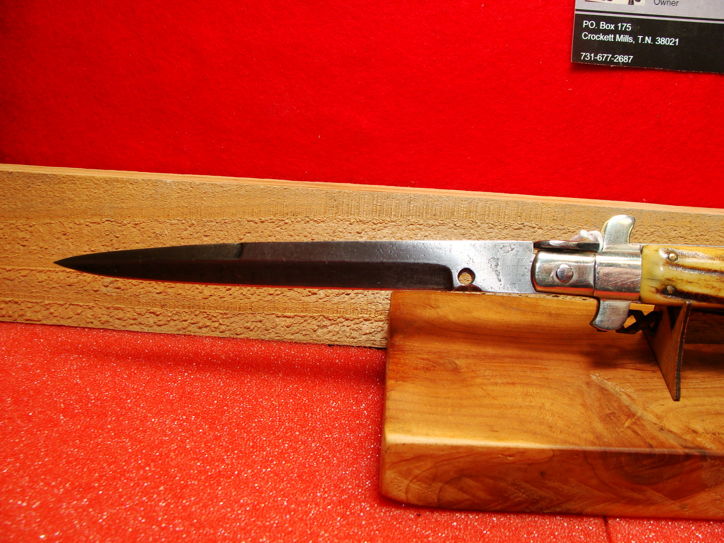 UNMARKED MANIAGO ITALY FLAT GUARD 1920-30 PICK LOCK STILETTO 28 CM ITALIAN AUTOMATIC KNIFE RARE STAG HANDLES