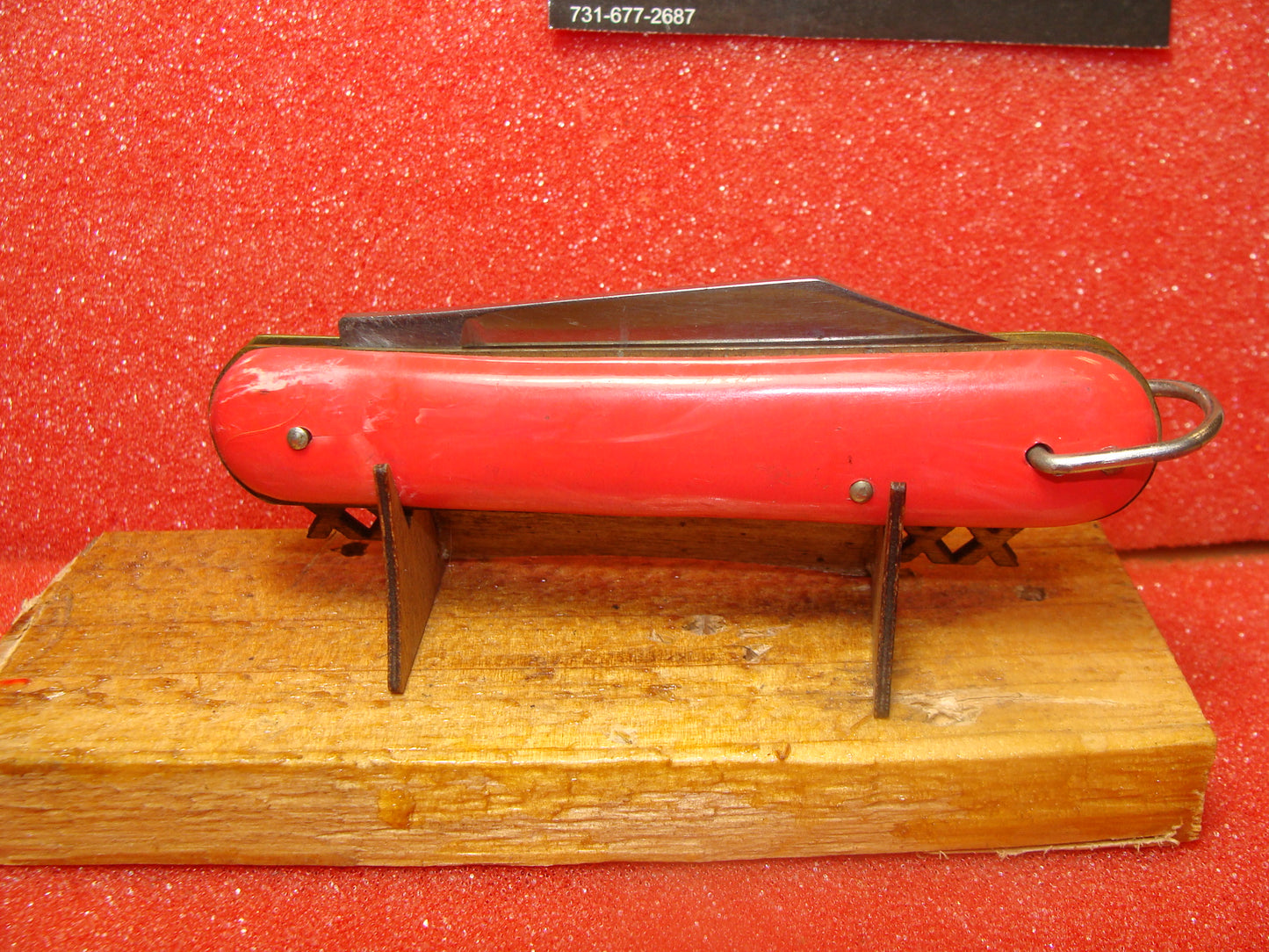 EDGEMASTER USA 1936-56 VINTAGE AMERICAN AUTOMATIC KNIFE 4 1/8" PARATROOPER PINK COMPOSITION HANDLES