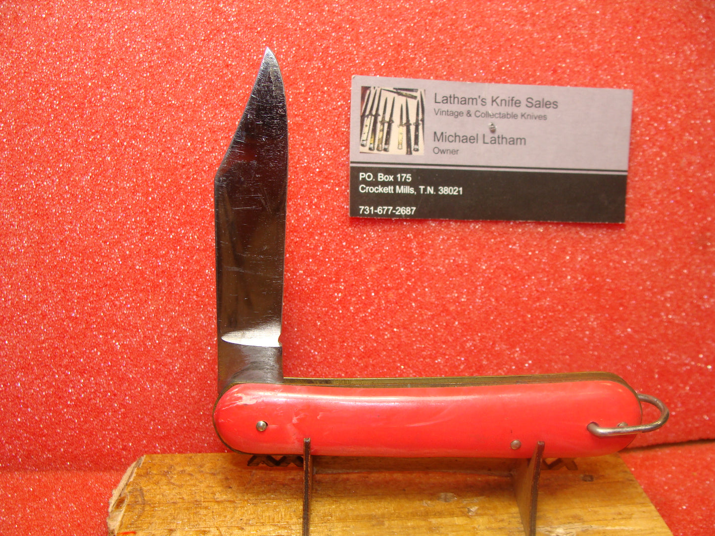 EDGEMASTER USA 1936-56 VINTAGE AMERICAN AUTOMATIC KNIFE 4 1/8" PARATROOPER PINK COMPOSITION HANDLES