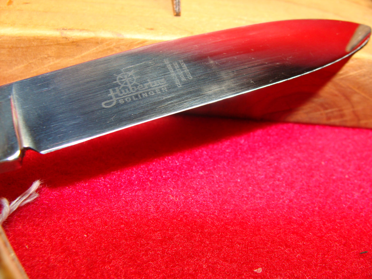 HUBERTUS GERMANY 1990-99 HARLEY DAVIDSON ISSUE LEVER AUTOMATIC 11 CM GERMAN AUTOMATIC KNIFE STAG HANDLES