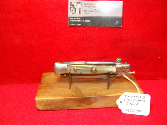 UNSTAMPED "STERILE" ITALY 1935-39 PICK LOCK FLAT GUARDS 20 CM ITALIAN AUTOMATIC KNIFE BUFFALO HORN HANDLES