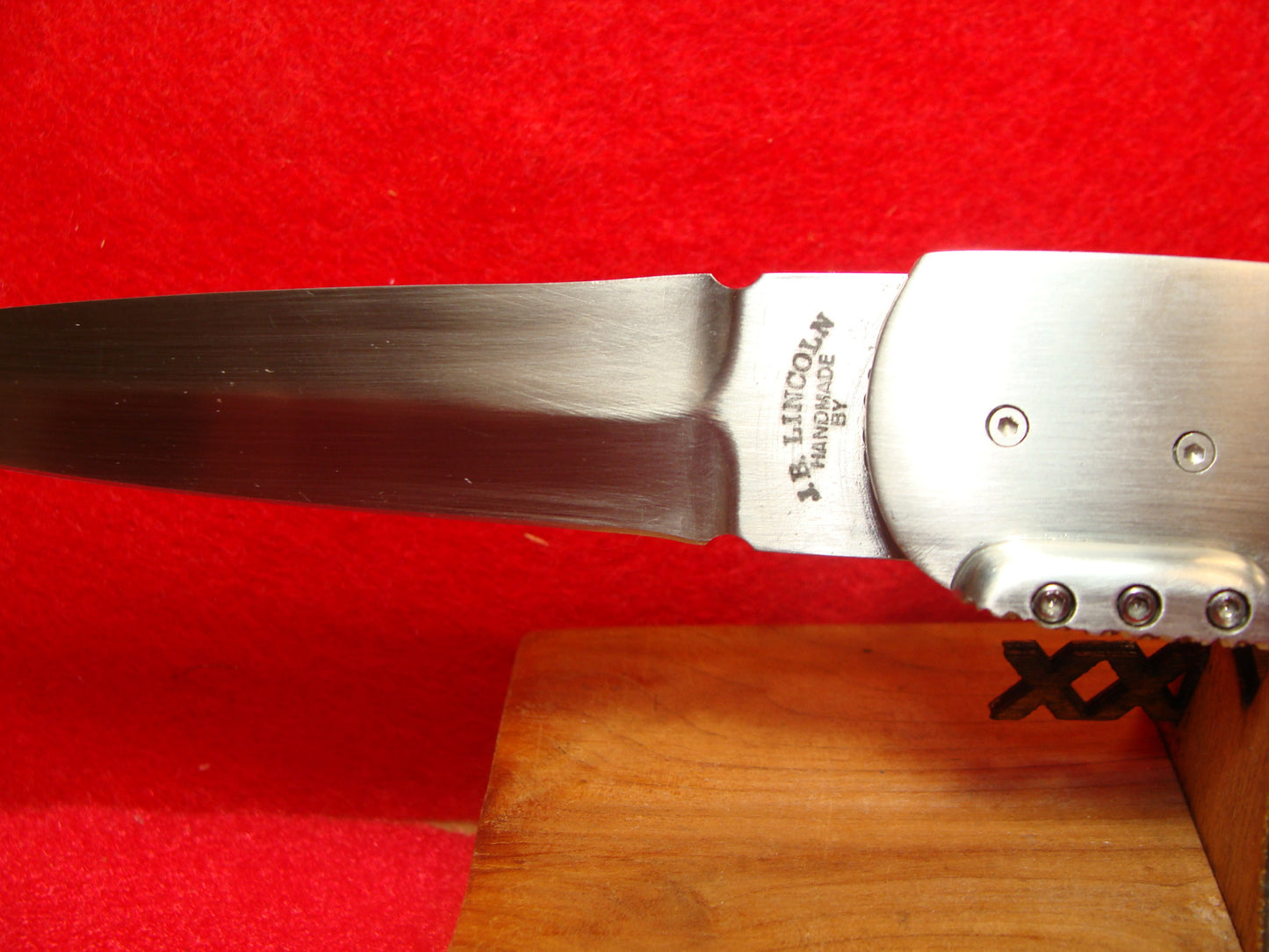 J.B. "JIM" LINCOLN BOLSTER RELEASE CUSTOM AUTOMATIC KNIFE EXOTIC OOSIK FOSSIL HANDLES