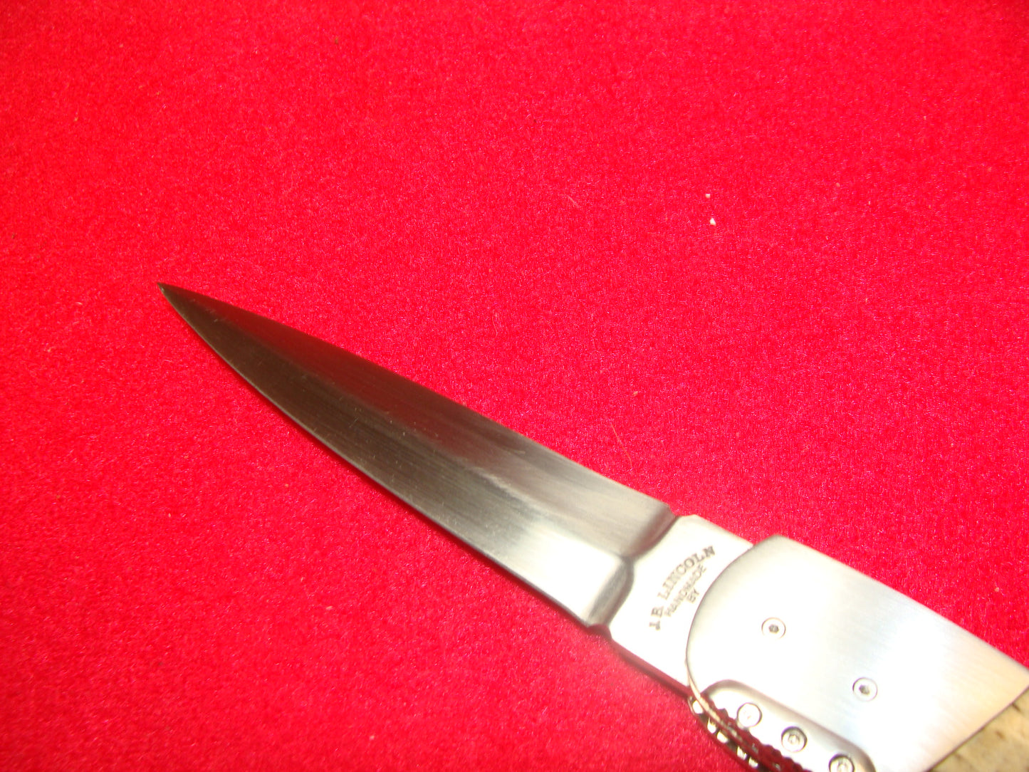 J.B. "JIM" LINCOLN BOLSTER RELEASE CUSTOM AUTOMATIC KNIFE EXOTIC OOSIK FOSSIL HANDLES