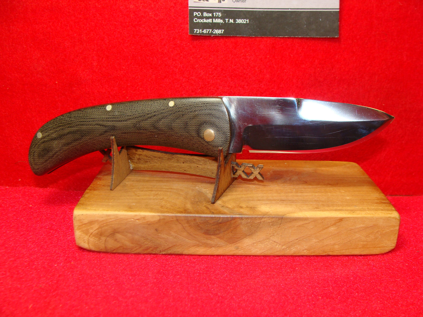 HUCKEBA, JAMES HUCK 1991 CUSTOM AUTOMATIC KNIFE #008 HUNTER GREEN MICARTA HANDLES