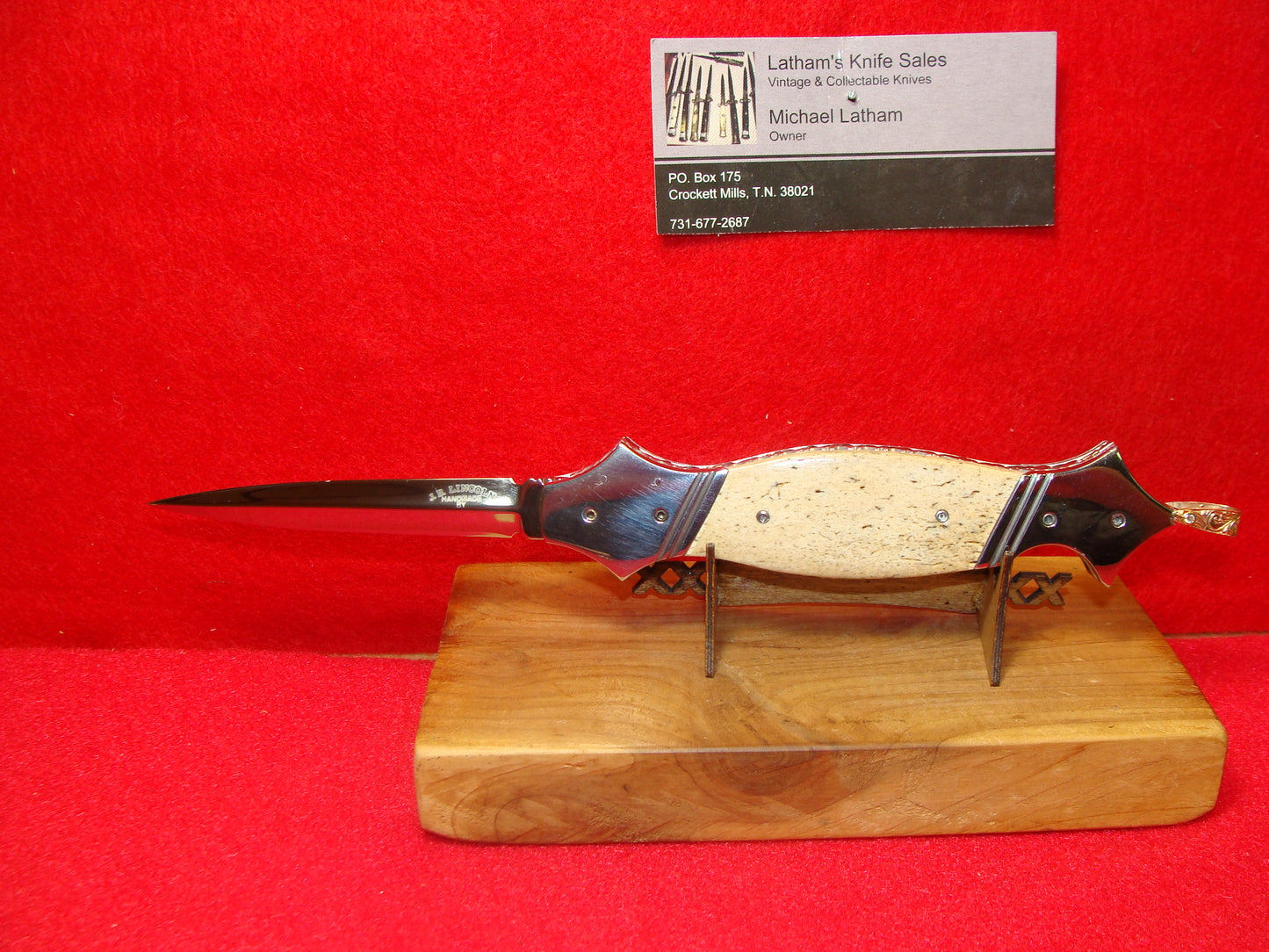 J.B. "JIM" LINCOLN BOLSTER RELEASE DAGGER BLADE CUSTOM AUTOMATIC KNIFE EXOTIC FOSSIL OOSIK HANDLES