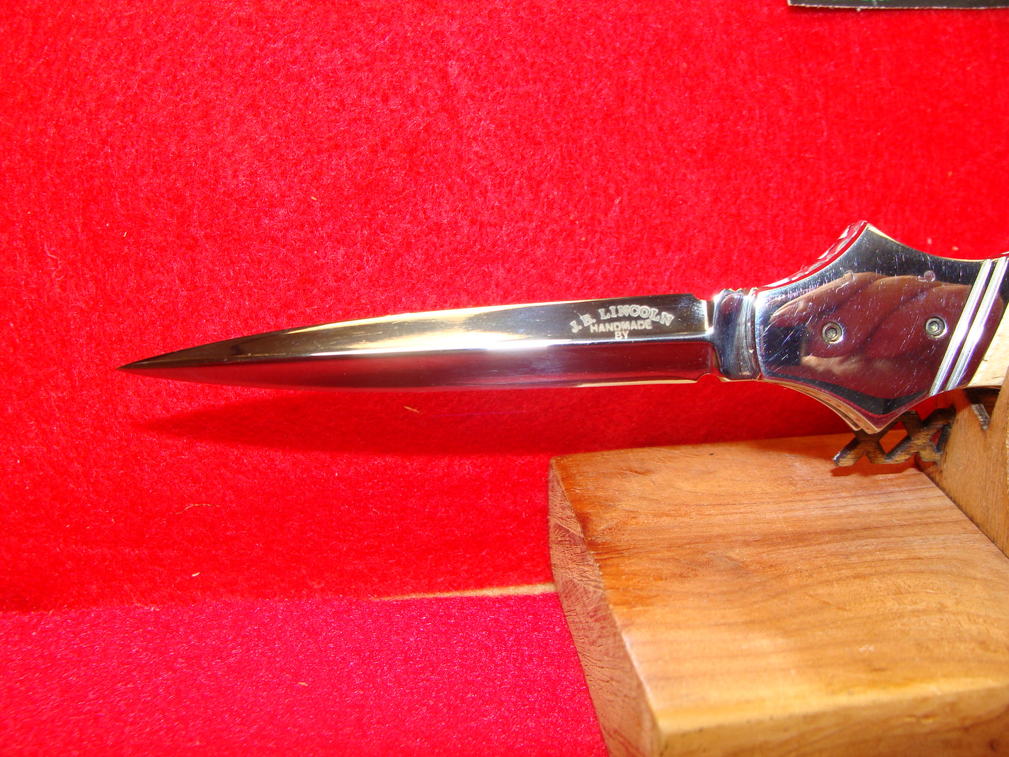 J.B. "JIM" LINCOLN BOLSTER RELEASE DAGGER BLADE CUSTOM AUTOMATIC KNIFE EXOTIC FOSSIL OOSIK HANDLES