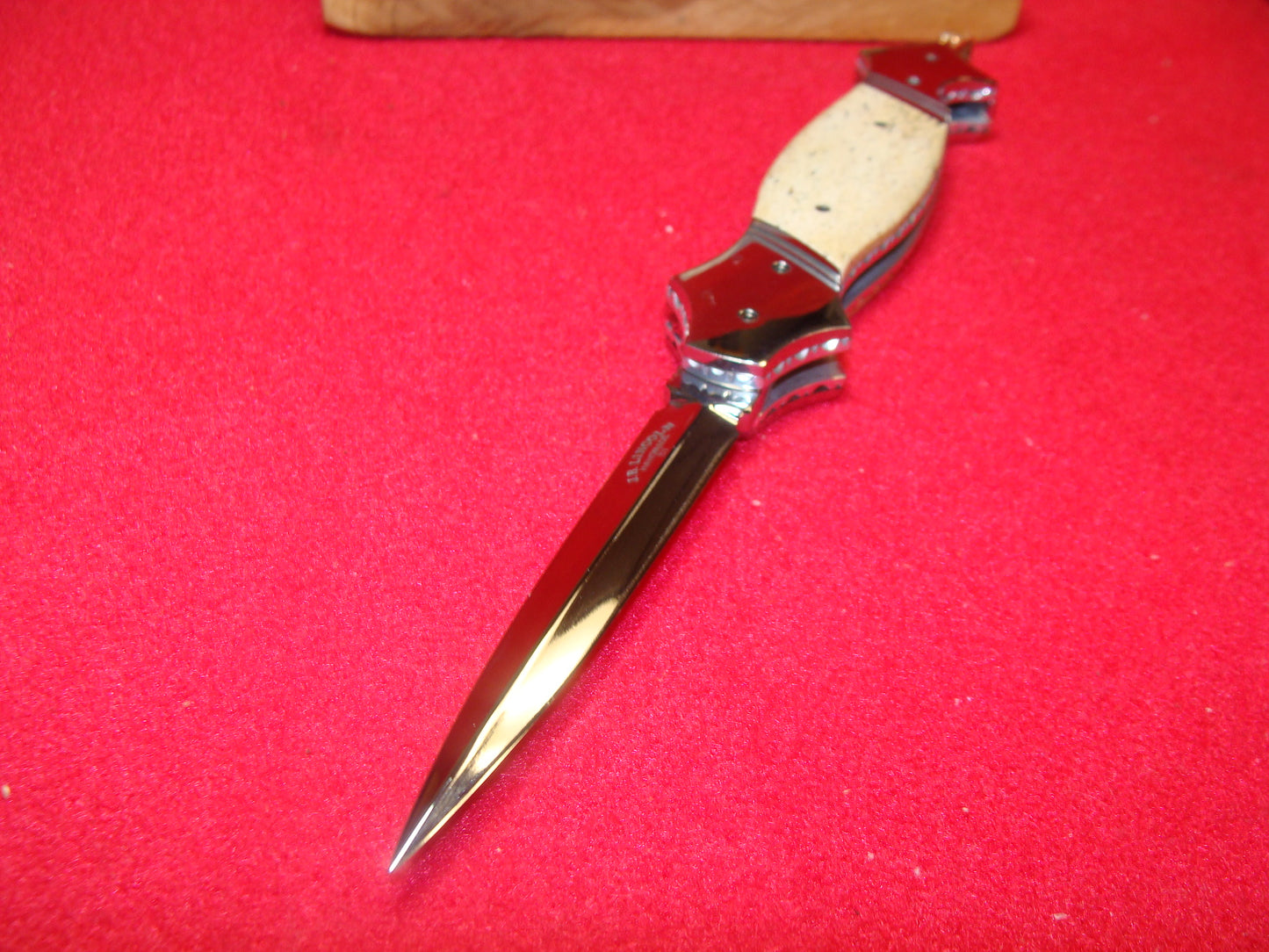 J.B. "JIM" LINCOLN BOLSTER RELEASE DAGGER BLADE CUSTOM AUTOMATIC KNIFE EXOTIC FOSSIL OOSIK HANDLES