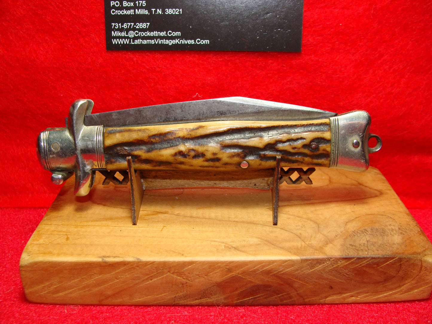 F. HERDER ABR. SOHN SOLINGEN 1900-30 FIXED GUARD LEVER AUTOMATIC GERMAN AUTOMATIC KNIFE STAG HANDLES