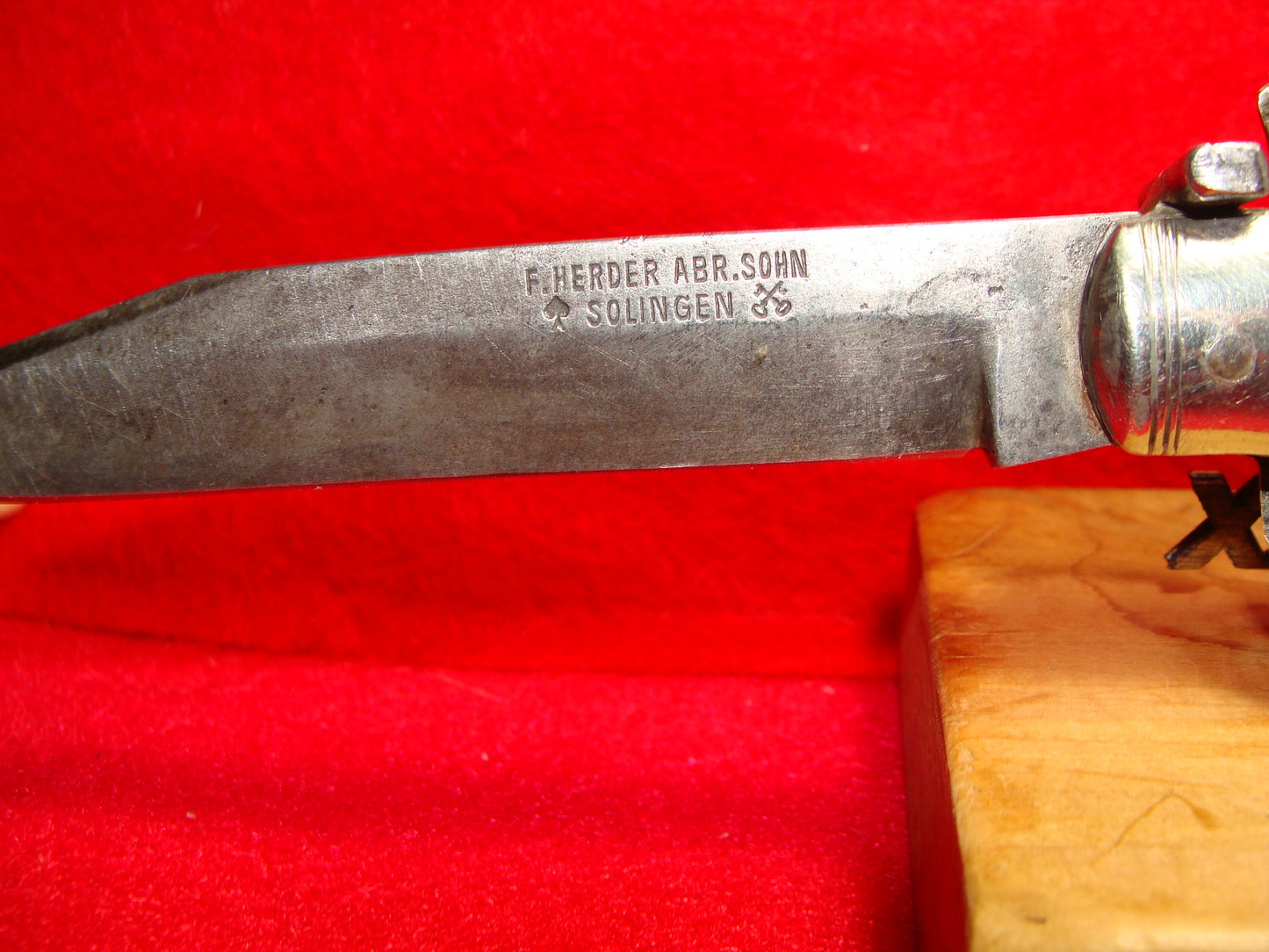 F. HERDER ABR. SOHN SOLINGEN 1900-30 FIXED GUARD LEVER AUTOMATIC GERMAN AUTOMATIC KNIFE STAG HANDLES