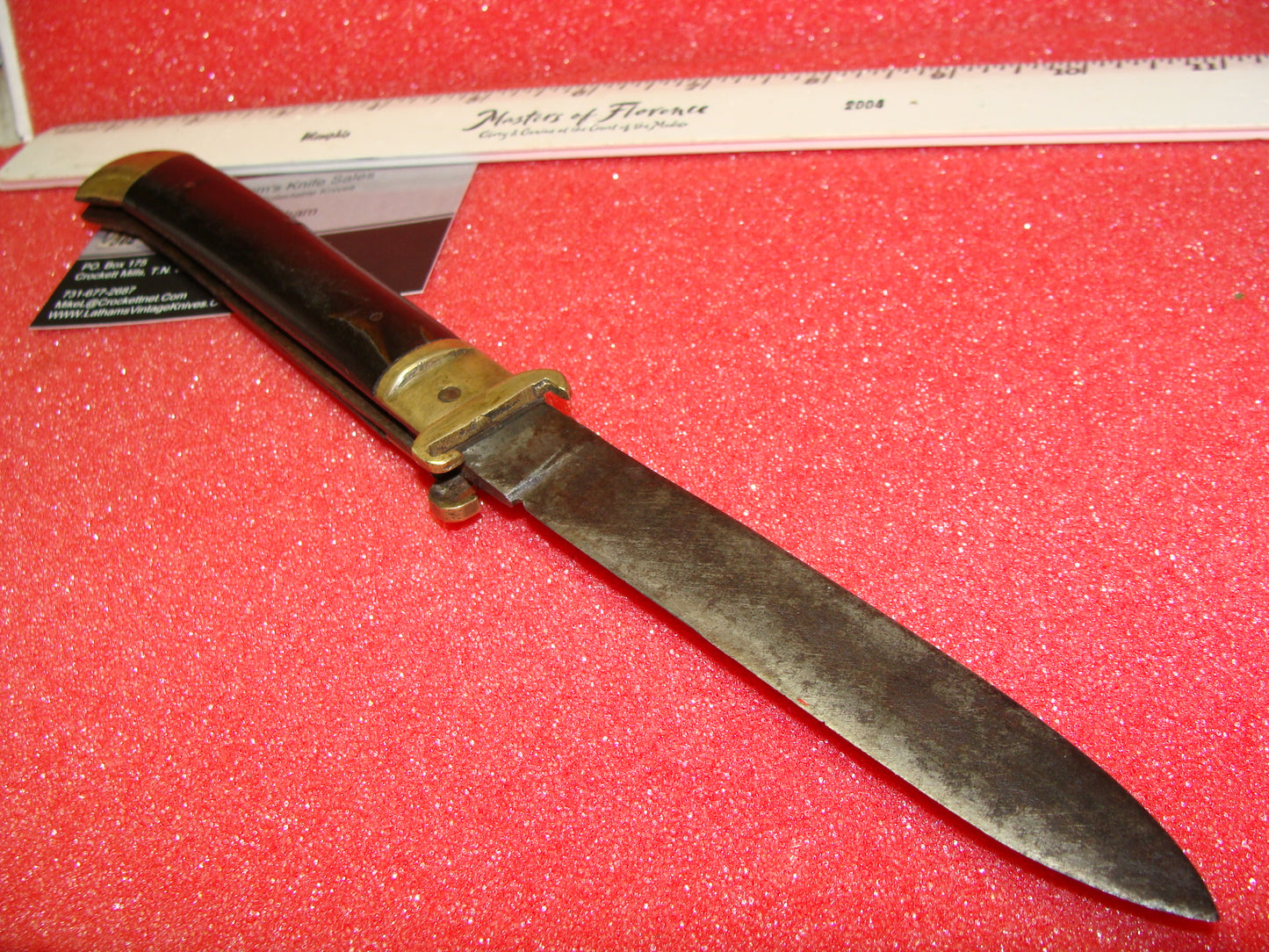 SHEFFIELD STEEL NO 6 1948-55 LEVER AUTOMATIC INDIA VINTAGE IMPORTED AUTOMATIC KNIFE HORN HANDLES