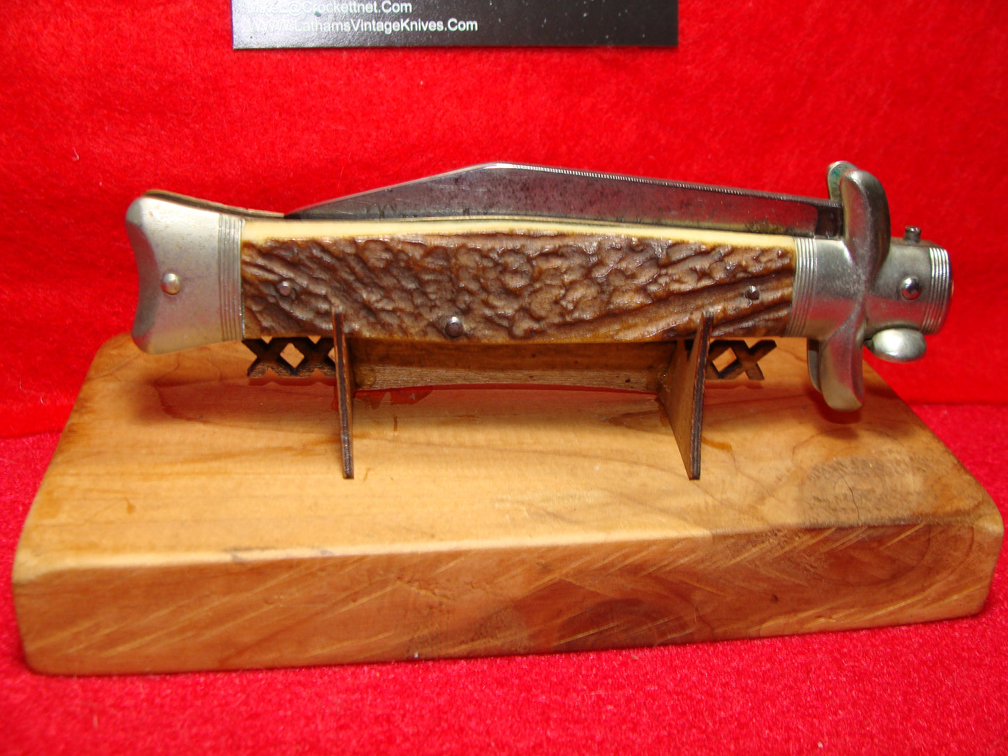 KRUSCHKE PATENT FISHTAIL TAB RELEASE GERMANY 1895-1905 THE NORTH WESTERN GERMAN AUTOMATIC KNIFE STAG HANDLES