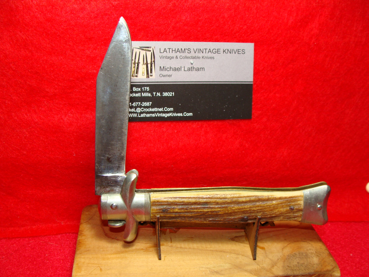 KRUSCHKE PATENT FISHTAIL TAB RELEASE GERMANY 1895-1905 THE NORTH WESTERN GERMAN AUTOMATIC KNIFE STAG HANDLES