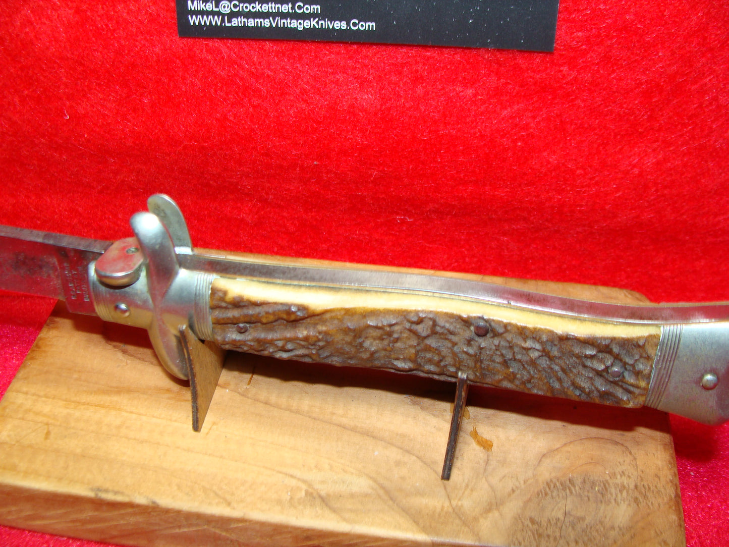 KRUSCHKE PATENT FISHTAIL TAB RELEASE GERMANY 1895-1905 THE NORTH WESTERN GERMAN AUTOMATIC KNIFE STAG HANDLES