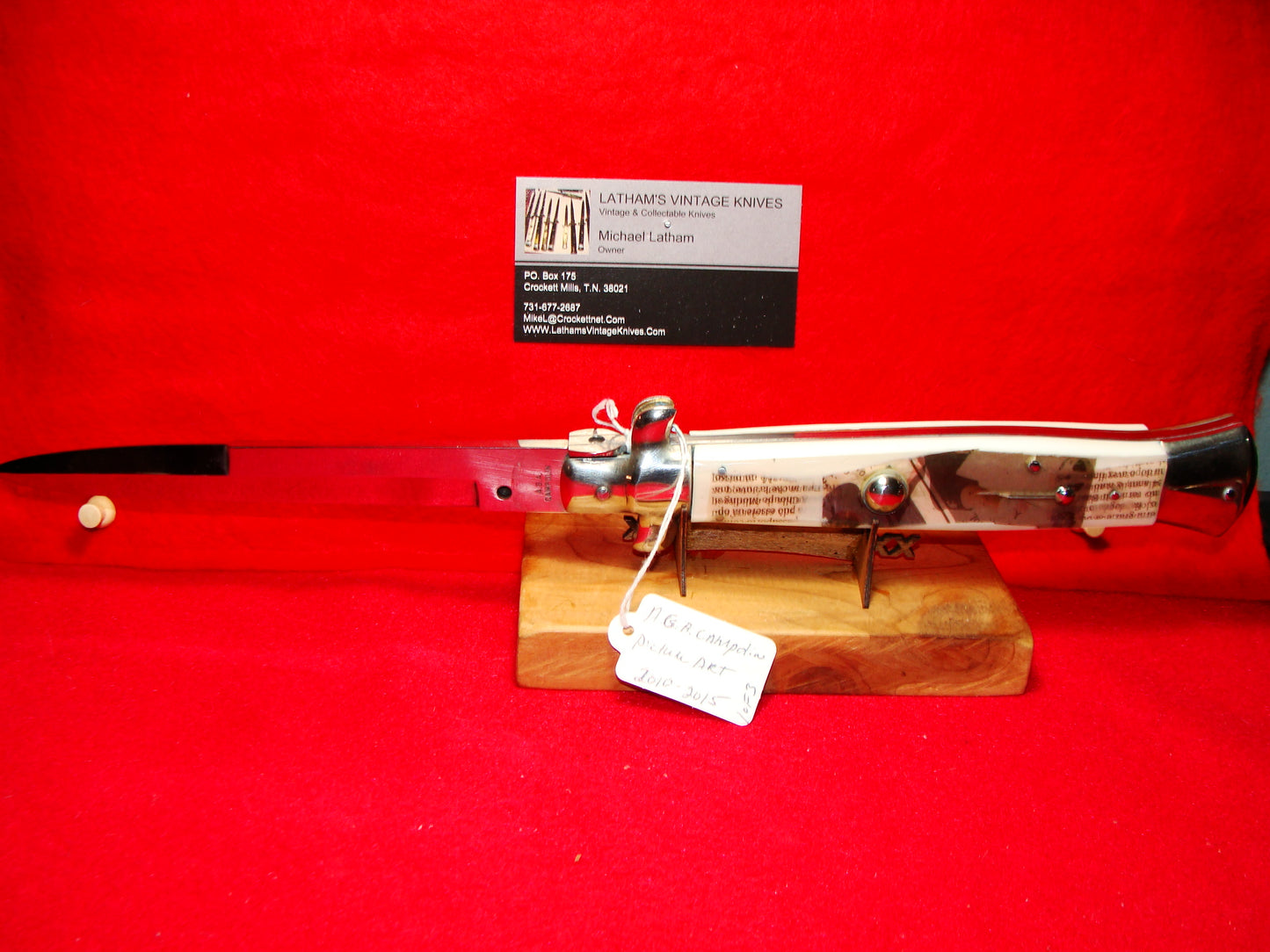 A.G.A. CAMPOLIN MADE IN ITALY 2005-2008 PICK LOCK STILETTO 38 CM ITALIAN AUTOMATIC KNIFE PICTURE ART HANDLES