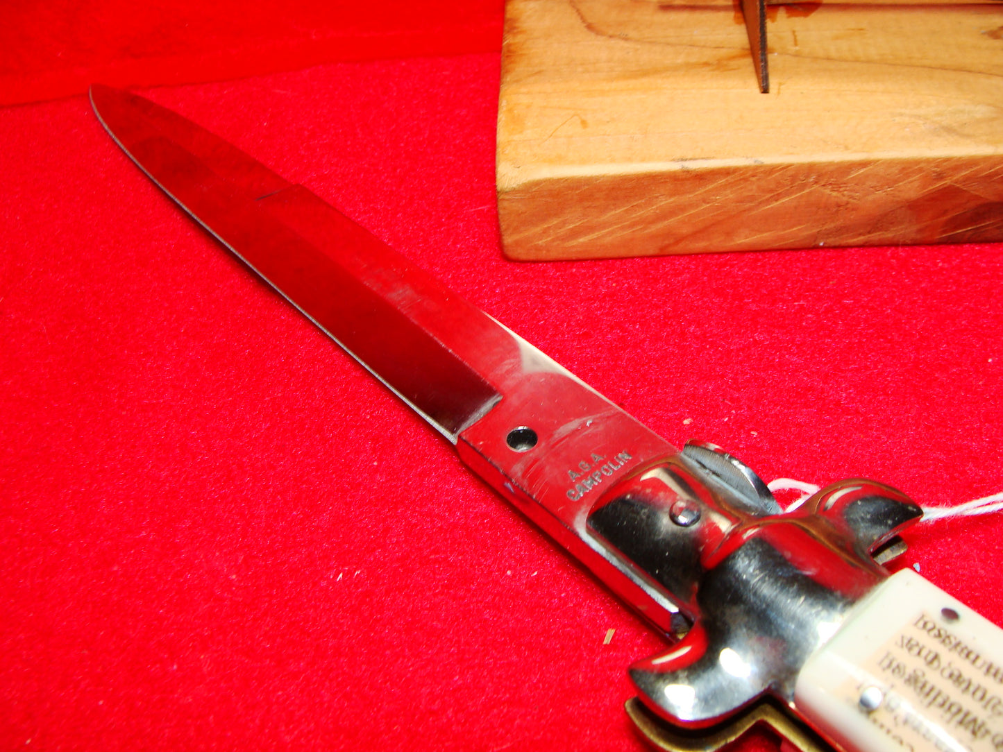 A.G.A. CAMPOLIN MADE IN ITALY 2005-2008 PICK LOCK STILETTO 38 CM ITALIAN AUTOMATIC KNIFE PICTURE ART HANDLES