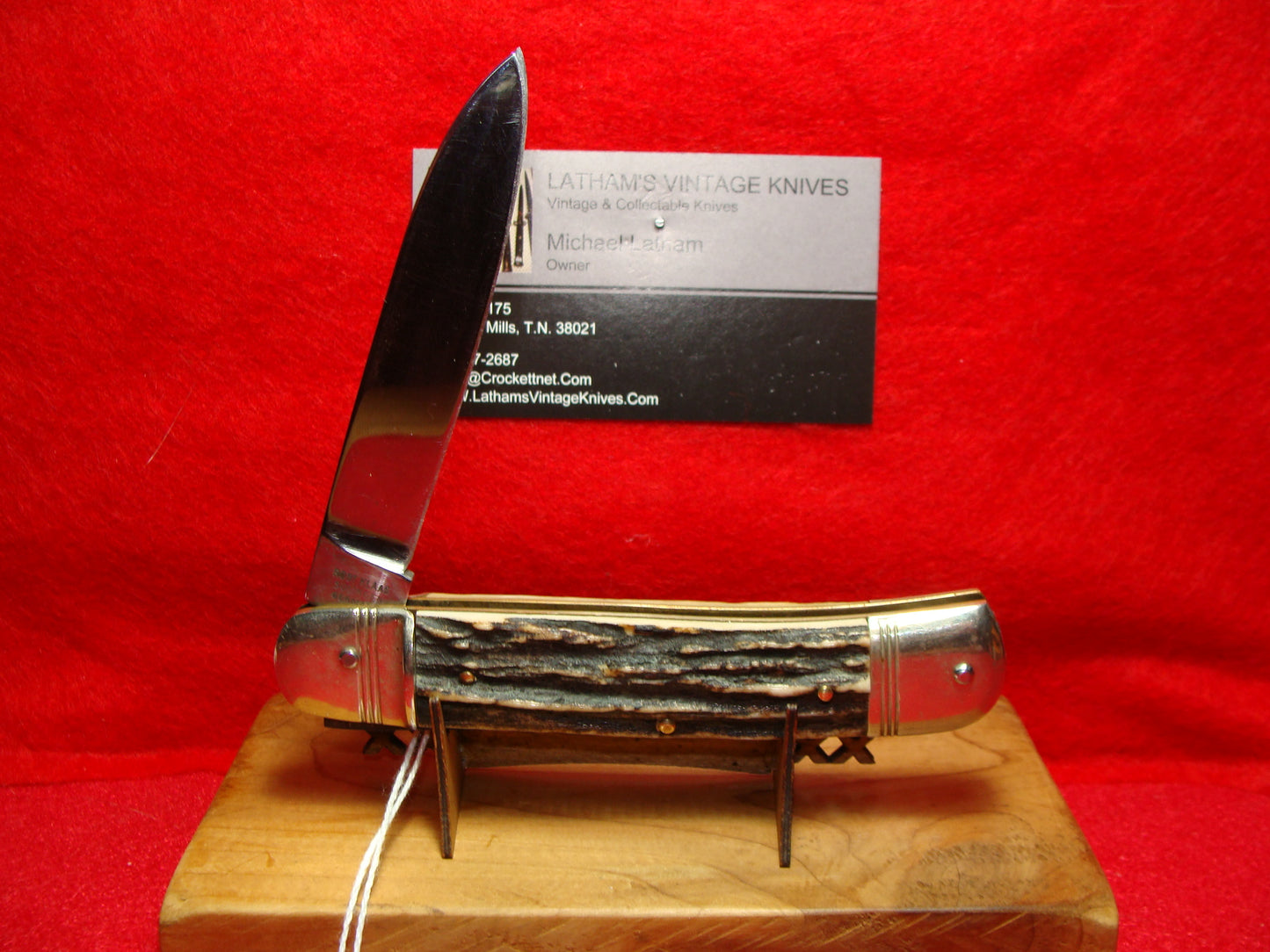 KISSING CRANE ROBI KLAAS SOLINGEN GERMANY 1960-70 LEVER AUTOMATIC 11 CM GERMAN AUTOMATIC KNIFE STAG HANDLES