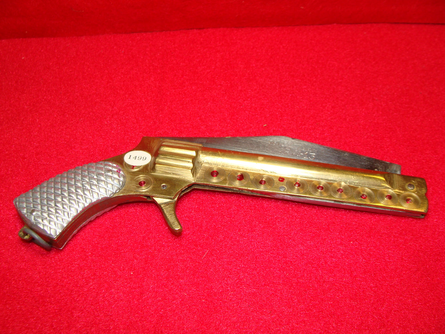 SPECIAL QUALITY AMP PUP INDIA 1950-58 GUN KNIFE VINTAGE IMPORTED AUTOMATIC KNIFE BRASS HANDLES