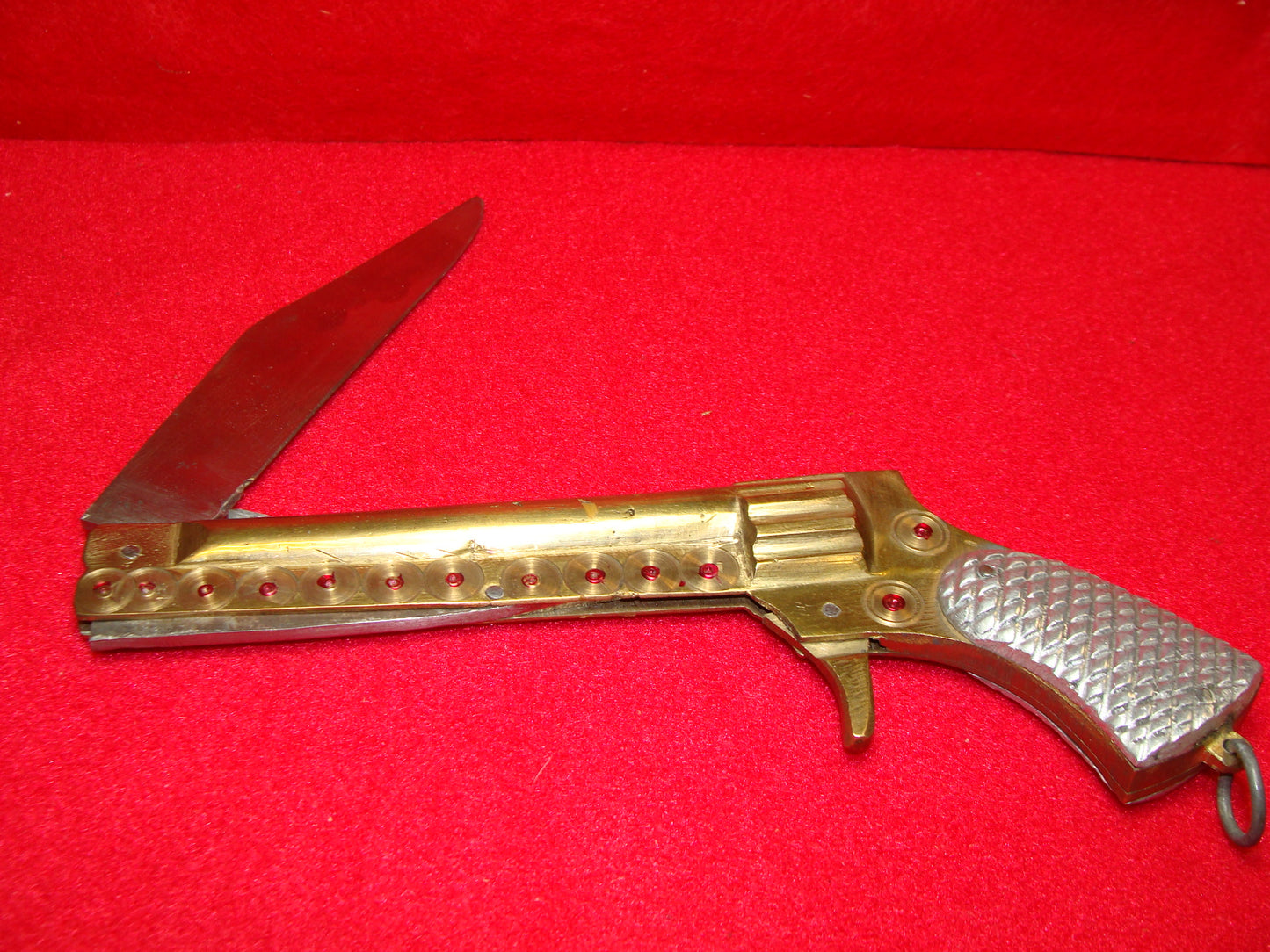 SPECIAL QUALITY AMP PUP INDIA 1950-58 GUN KNIFE VINTAGE IMPORTED AUTOMATIC KNIFE BRASS HANDLES