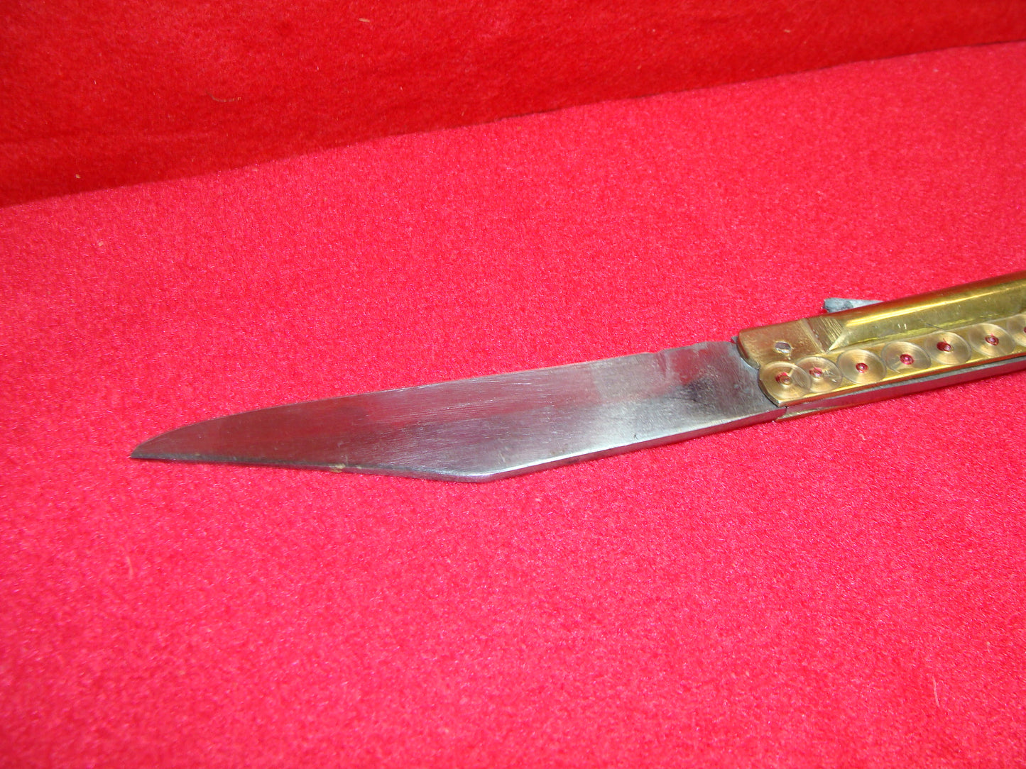 SPECIAL QUALITY AMP PUP INDIA 1950-58 GUN KNIFE VINTAGE IMPORTED AUTOMATIC KNIFE BRASS HANDLES