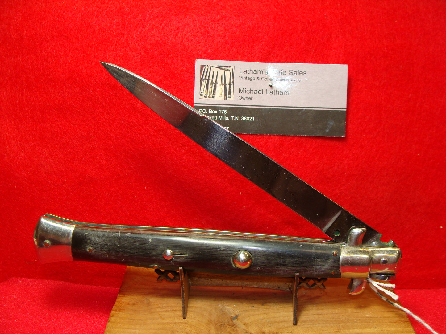 ROSTFREI ITALY 1962-68 TRANSITION SWIVEL BOLSTER STILETTO 33 CM ITALIAN AUTOMATIC KNIFE BUFFALO HORN HANDLES