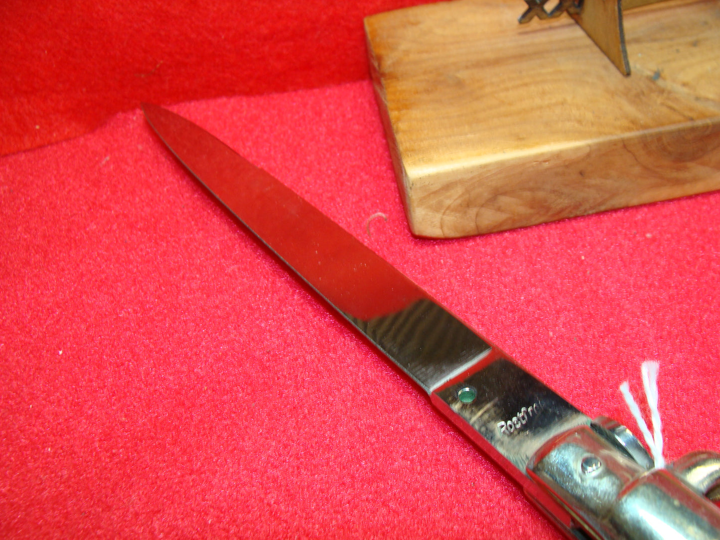 ROSTFREI ITALY 1962-68 TRANSITION SWIVEL BOLSTER STILETTO 33 CM ITALIAN AUTOMATIC KNIFE BUFFALO HORN HANDLES