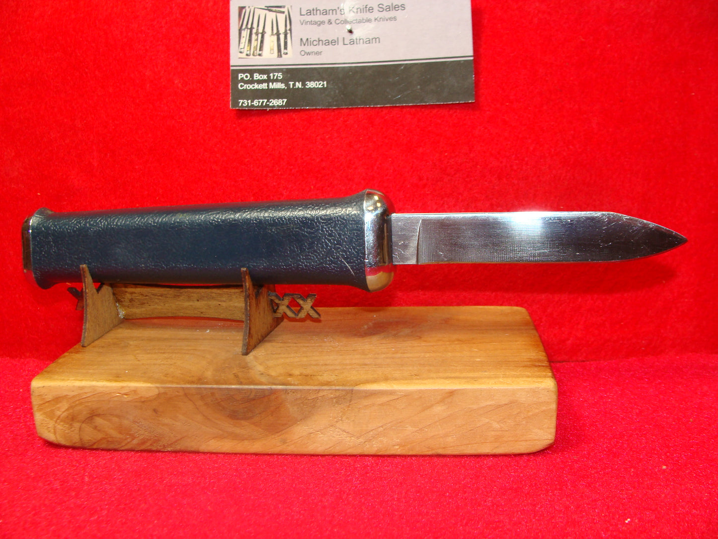 FES ROSTFREI OTF 1970-78 TOP AUTOMATIC VINTAGE IMPORTED AUTOMATIC KNIFE BLUE COMPOSITION HANDLES