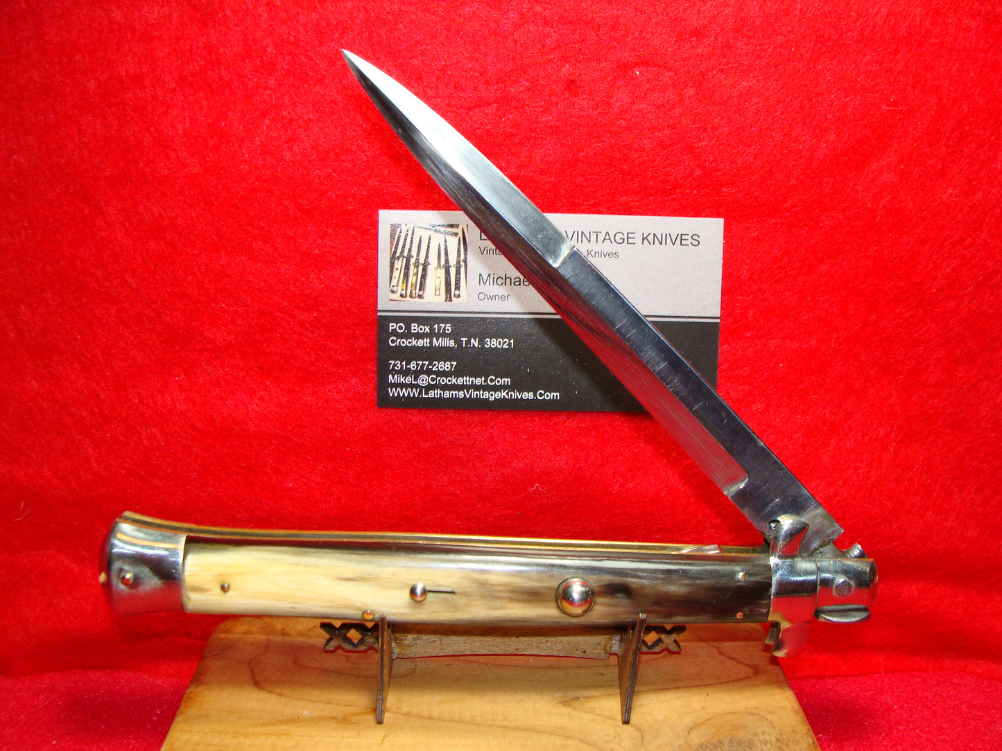 UNSTAMPED "STERILE" ITALY 1950-56 PICK LOCK STILETTO 33 CM ITALIAN AUTOMATIC KNIFE BRAZILIAN HORN HANDLES