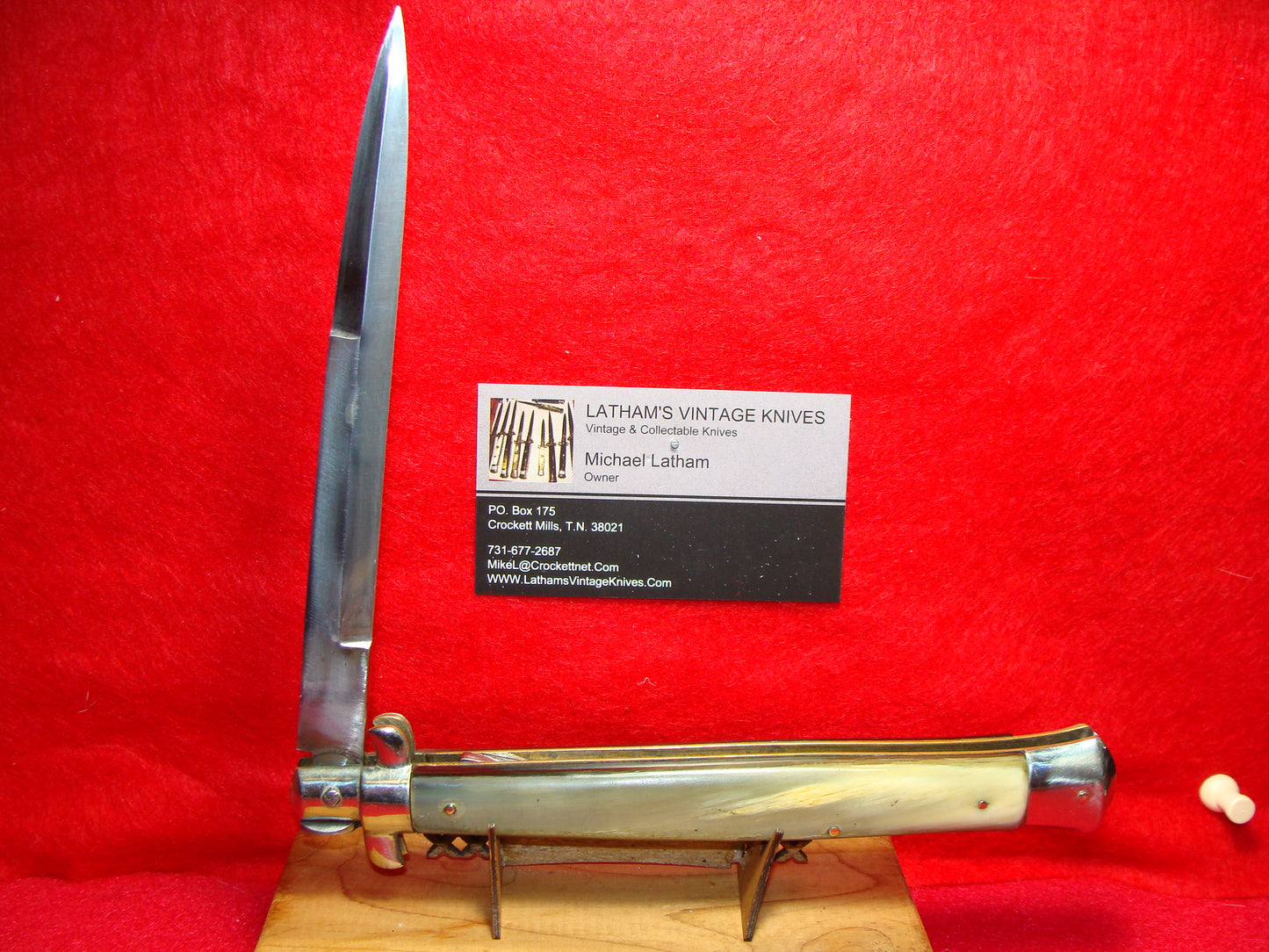 UNSTAMPED "STERILE" ITALY 1950-56 PICK LOCK STILETTO 33 CM ITALIAN AUTOMATIC KNIFE BRAZILIAN HORN HANDLES